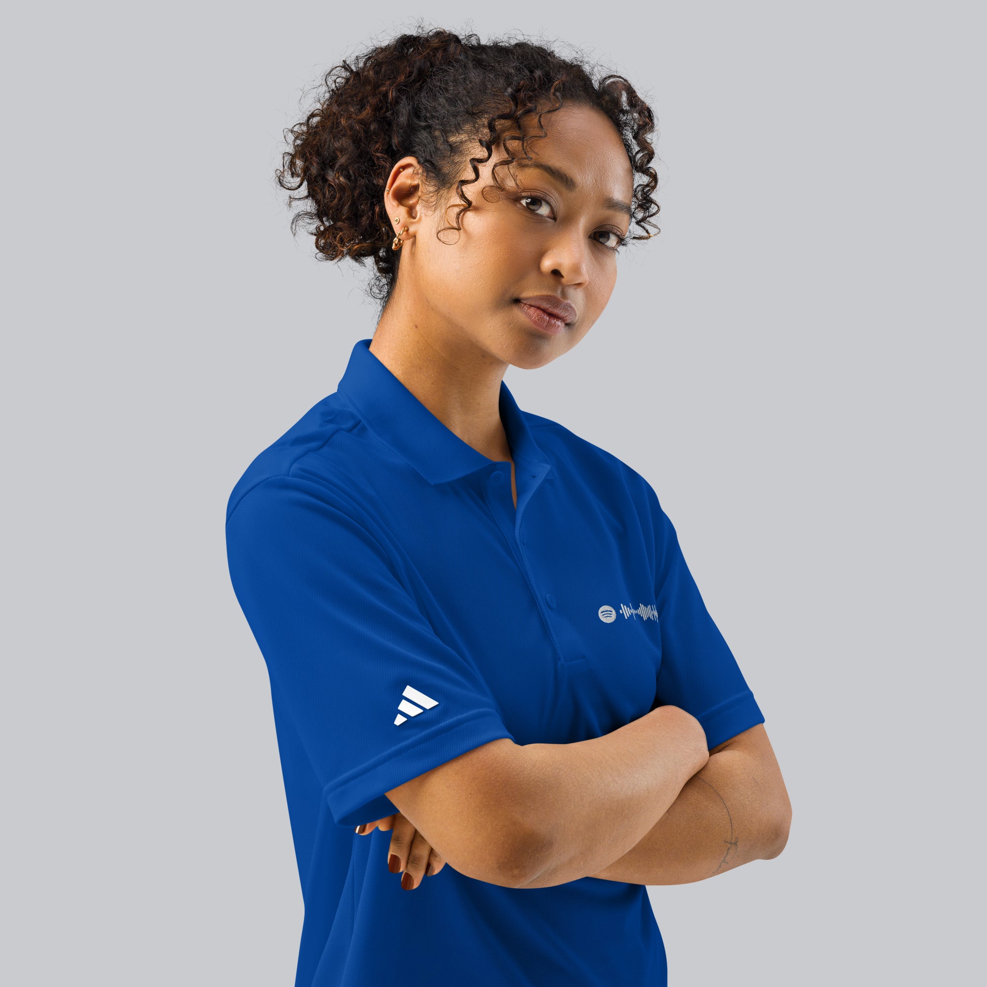 Adidas Unisex Polo Shirt Blue with embroidered custom Music Code of your favorite song