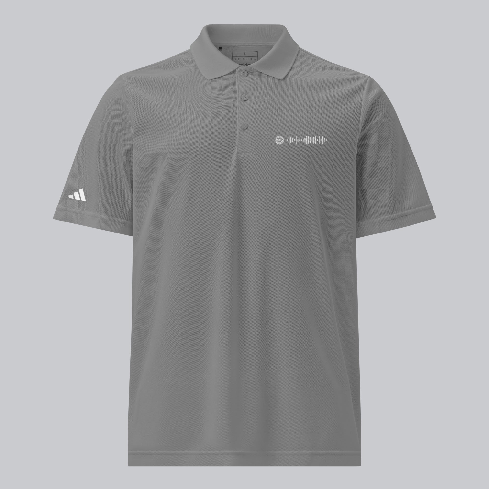 Adidas Unisex Polo Shirt Grey with embroidered custom Music Code of your favorite song