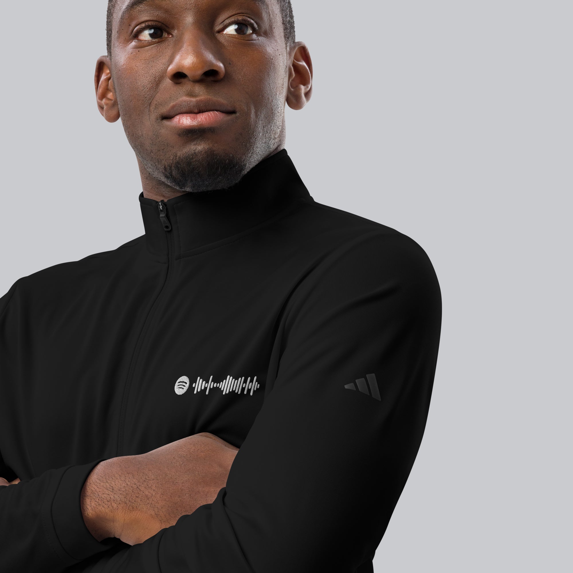 Adidas Zip Sweather Black with custom Music Code of your favorite song