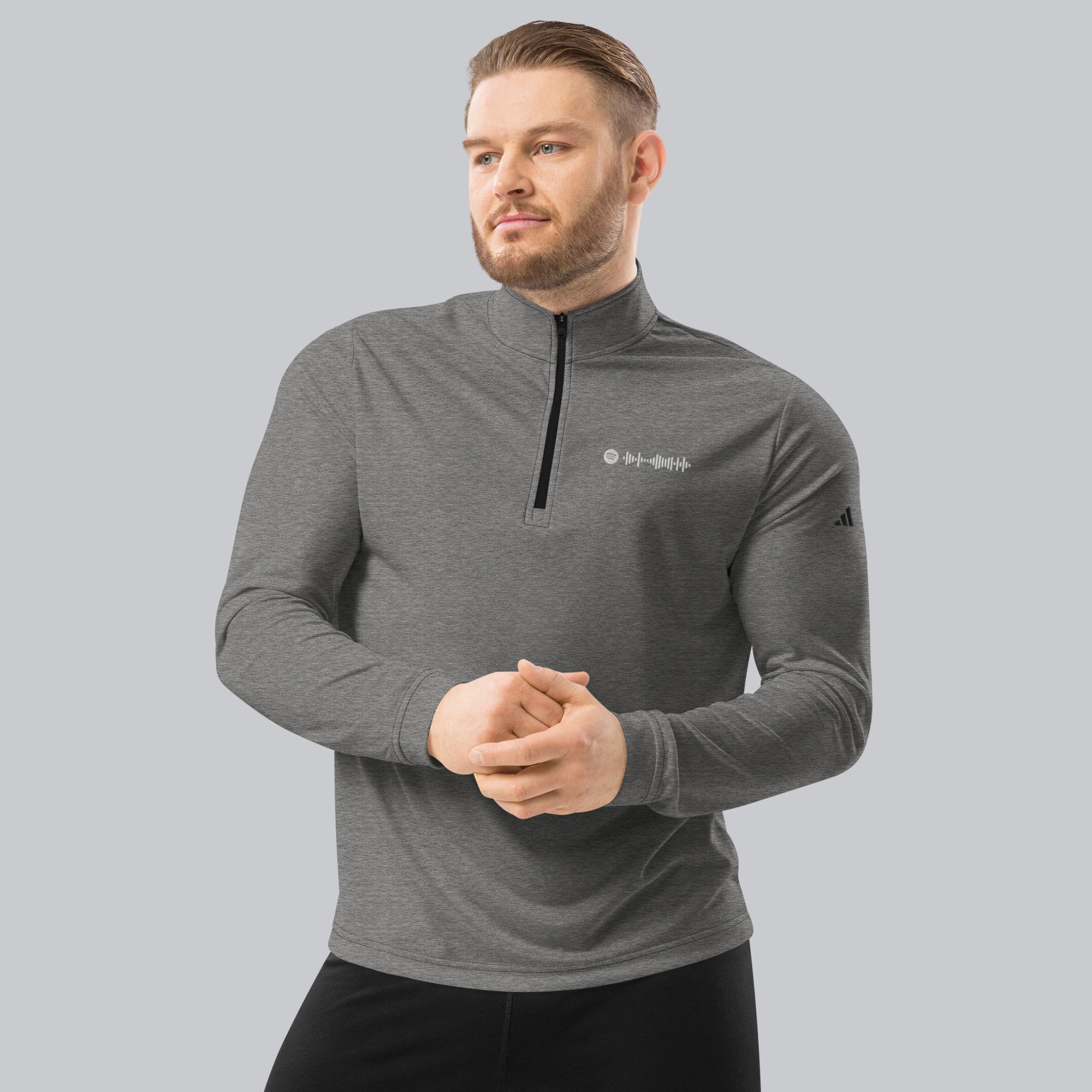 Adidas Zip Sweather Grey with custom Music Code of your favorite song