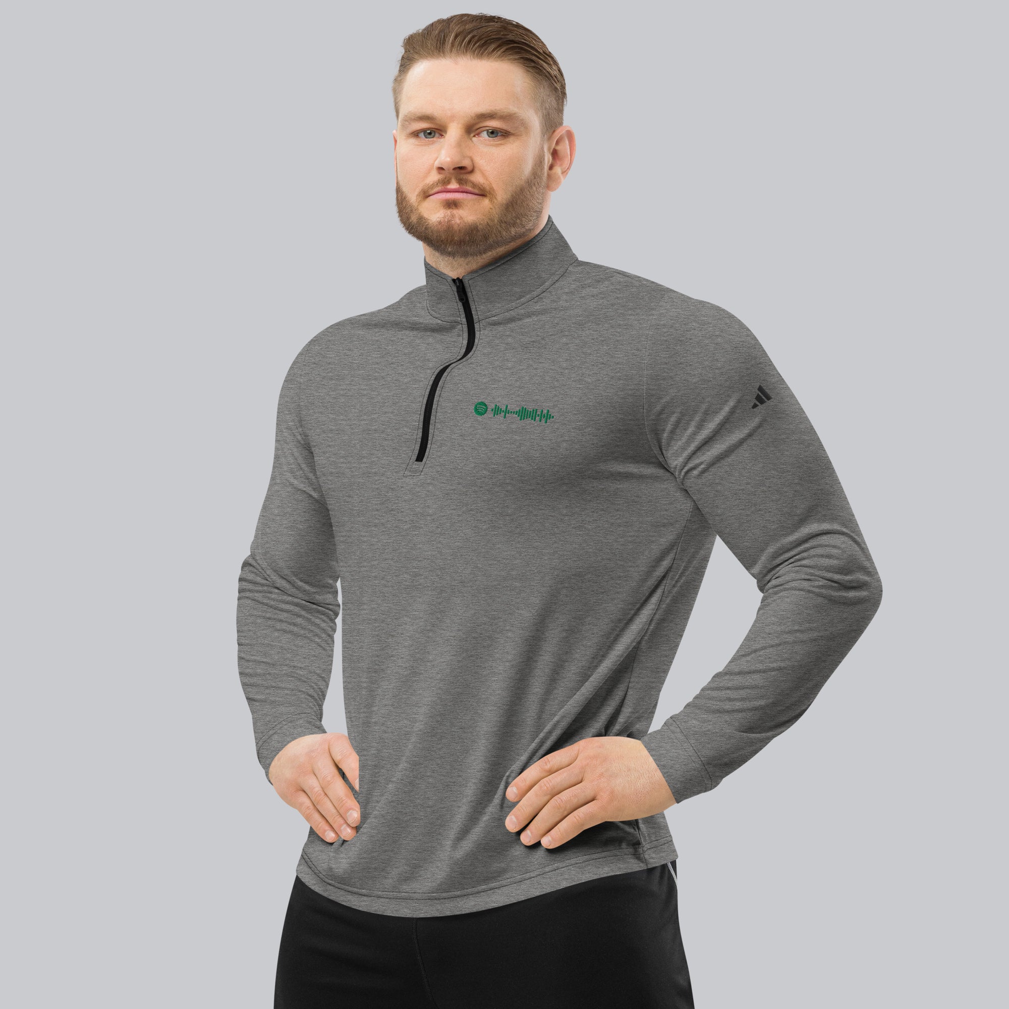 Adidas Zip Sweather Grey with custom Music Code of your favorite song
