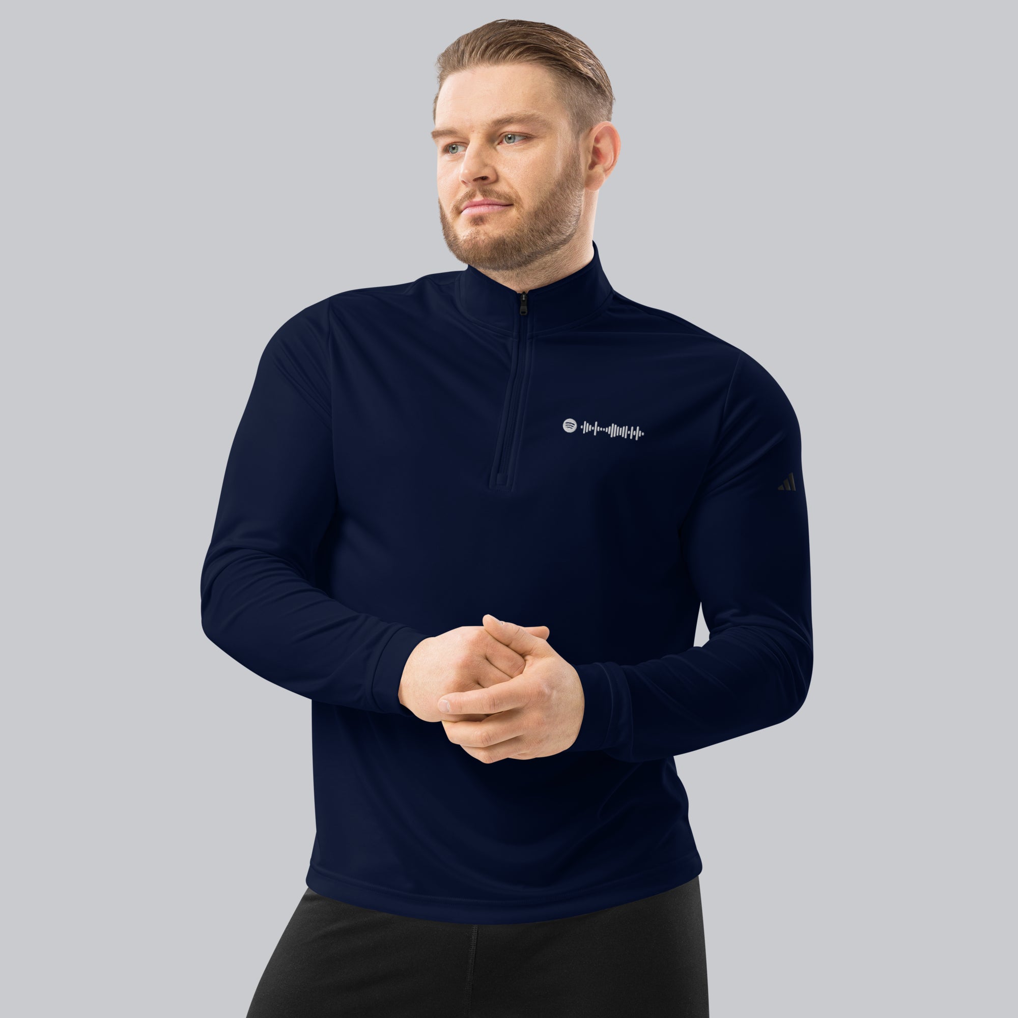 Adidas Zip Sweather Navy with custom Music Code of your favorite song