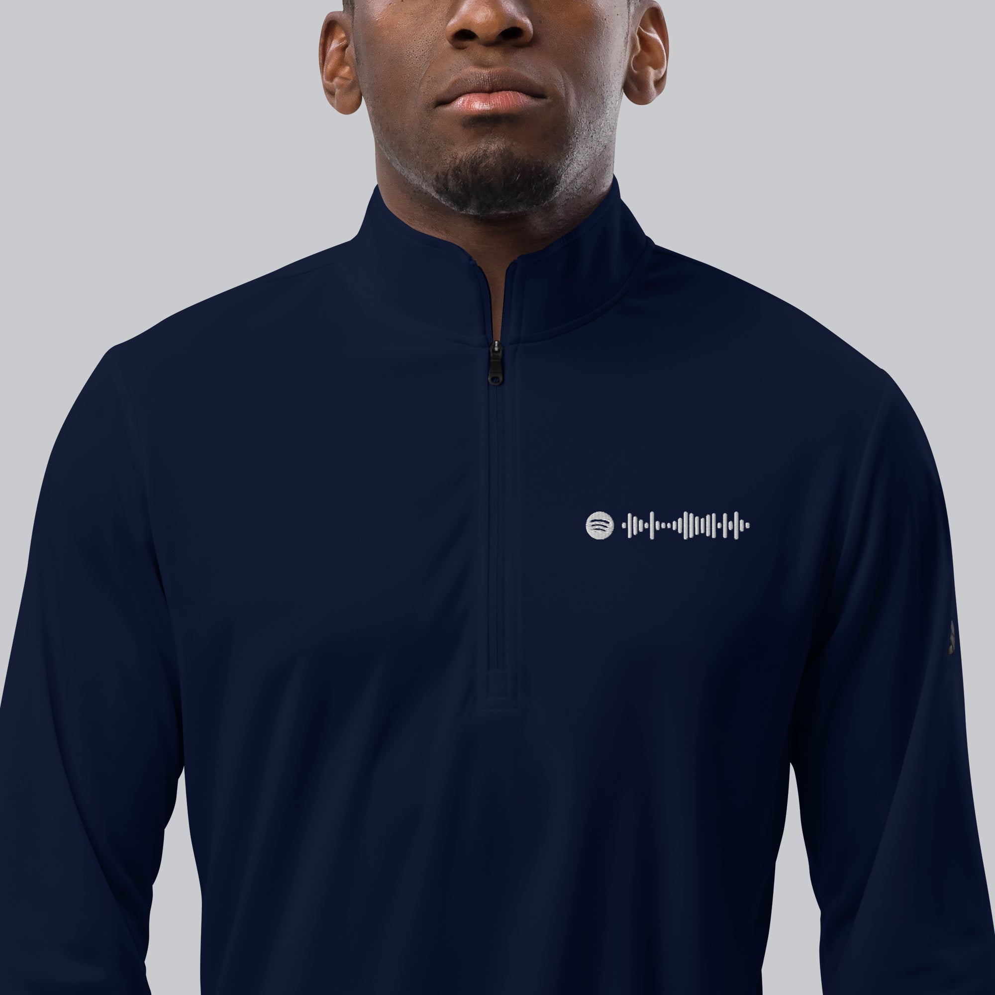 Adidas Zip Sweather Navy with custom Music Code of your favorite song