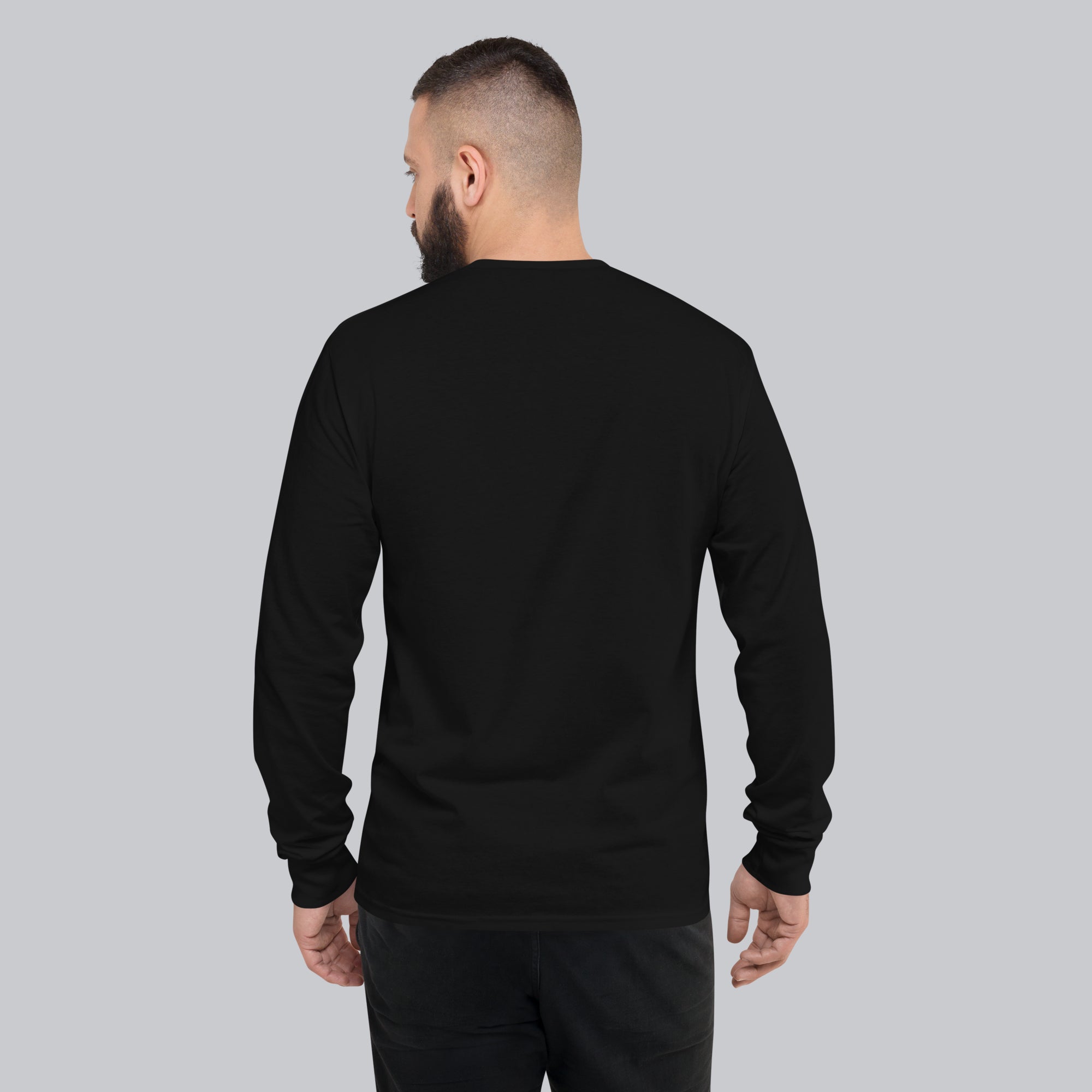 Champion Long Sleeve Shirt Black with custom Music Code of your favorite song
