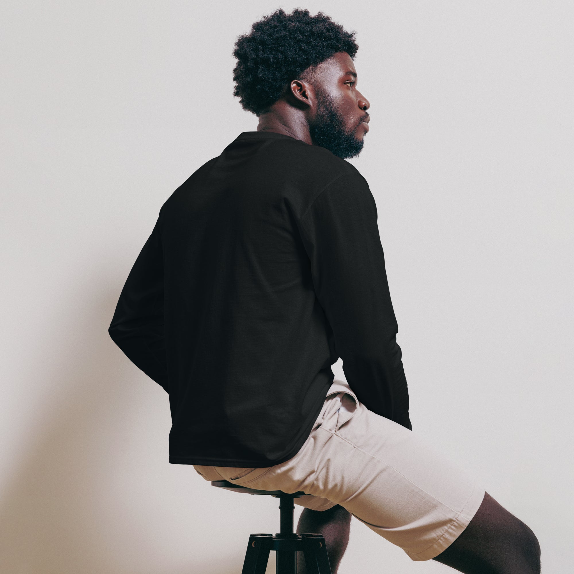 Champion Long Sleeve Shirt Black with custom Music Code of your favorite song