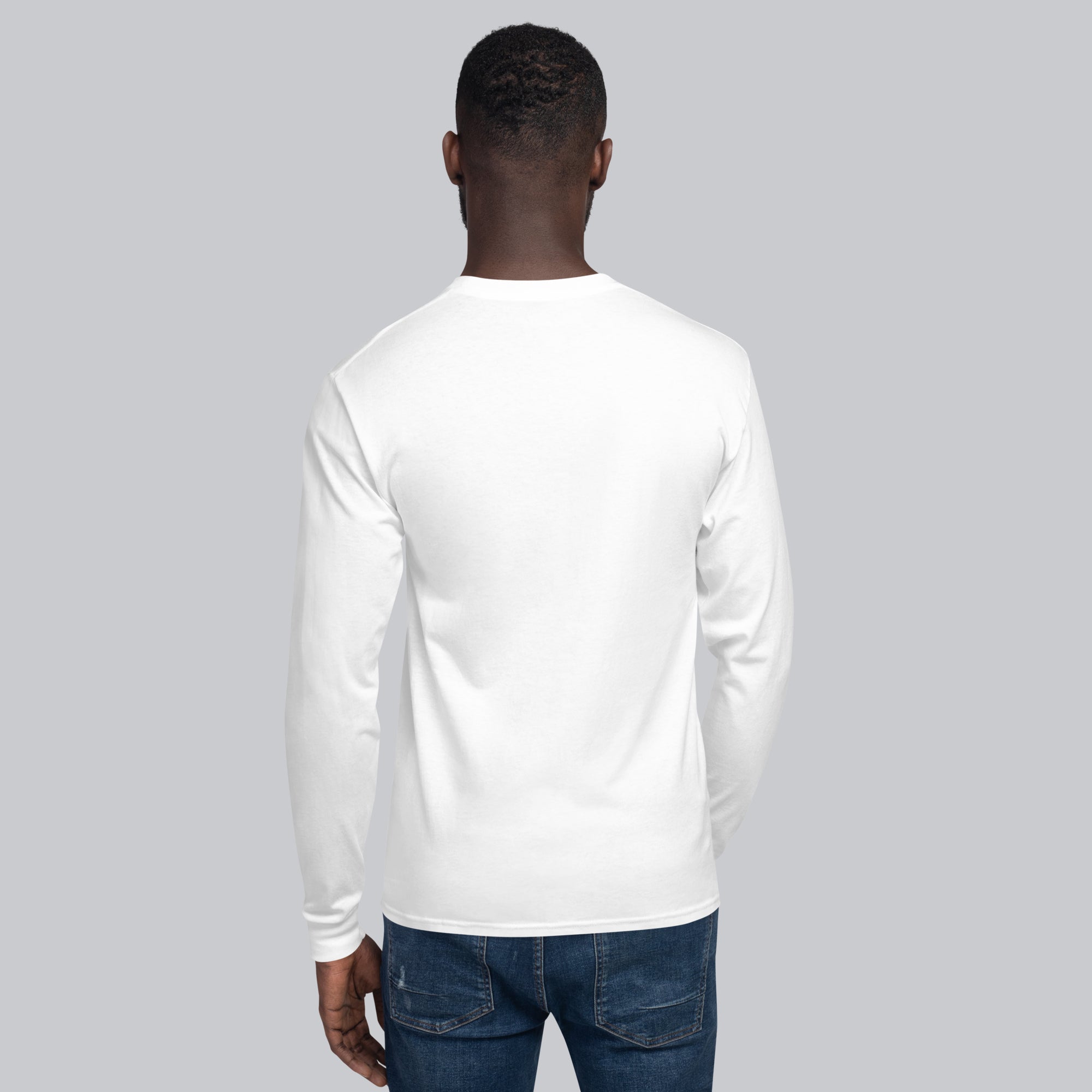 Champion Long Sleeve Shirt White with custom Music Code of your favorite song