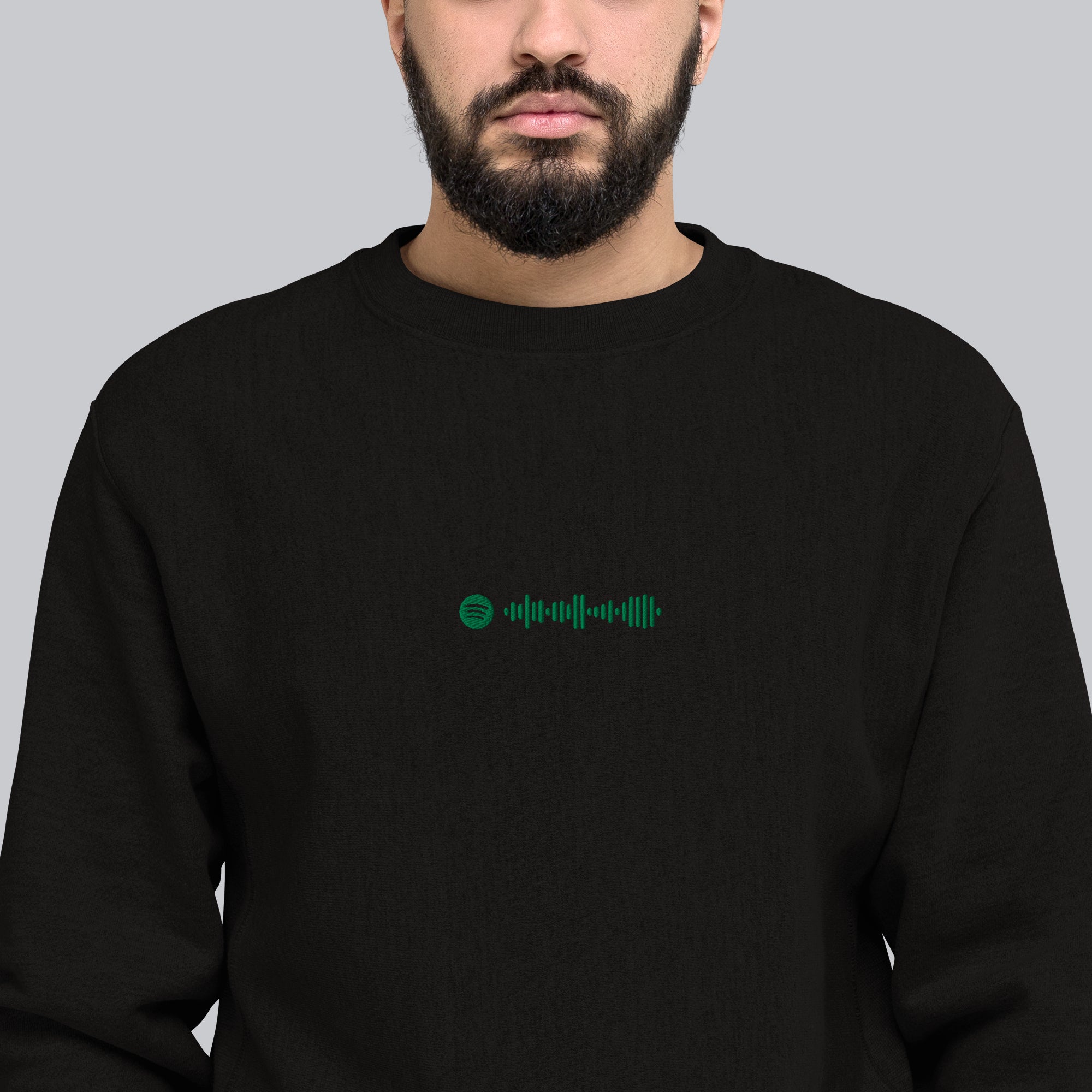 Champion Sweatshirt Black with Custom Music Code of your favorite song
