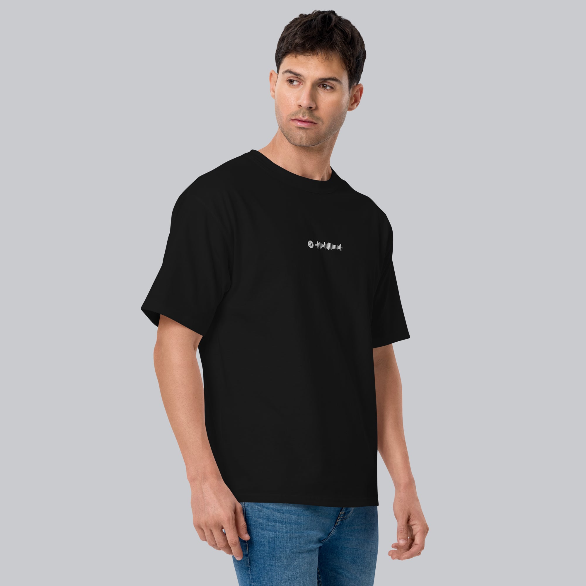 Champion Tshirt Black with Custom Music Code of your favorite song#color_black