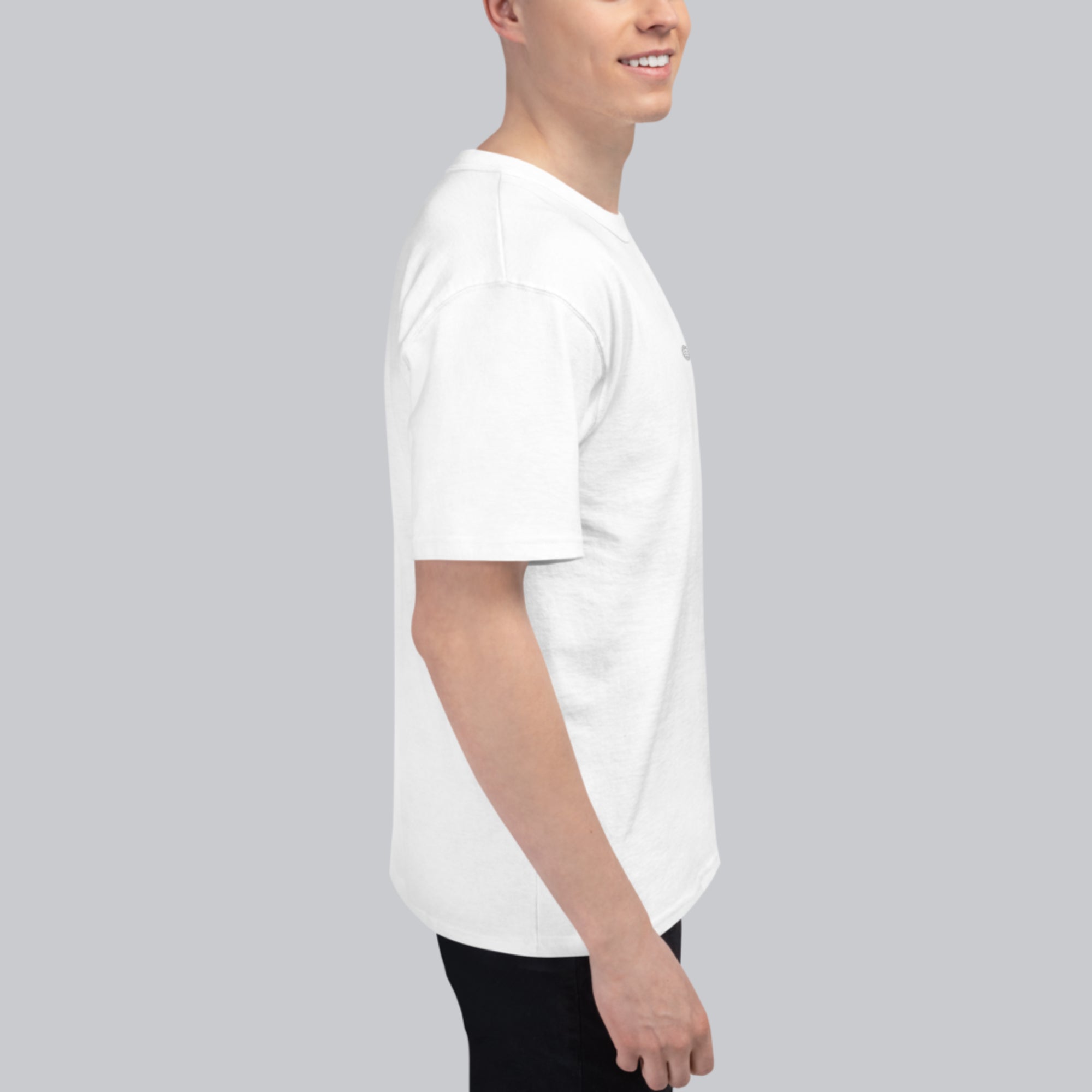 Champion Tshirt White with Custom Music Code of your favorite song