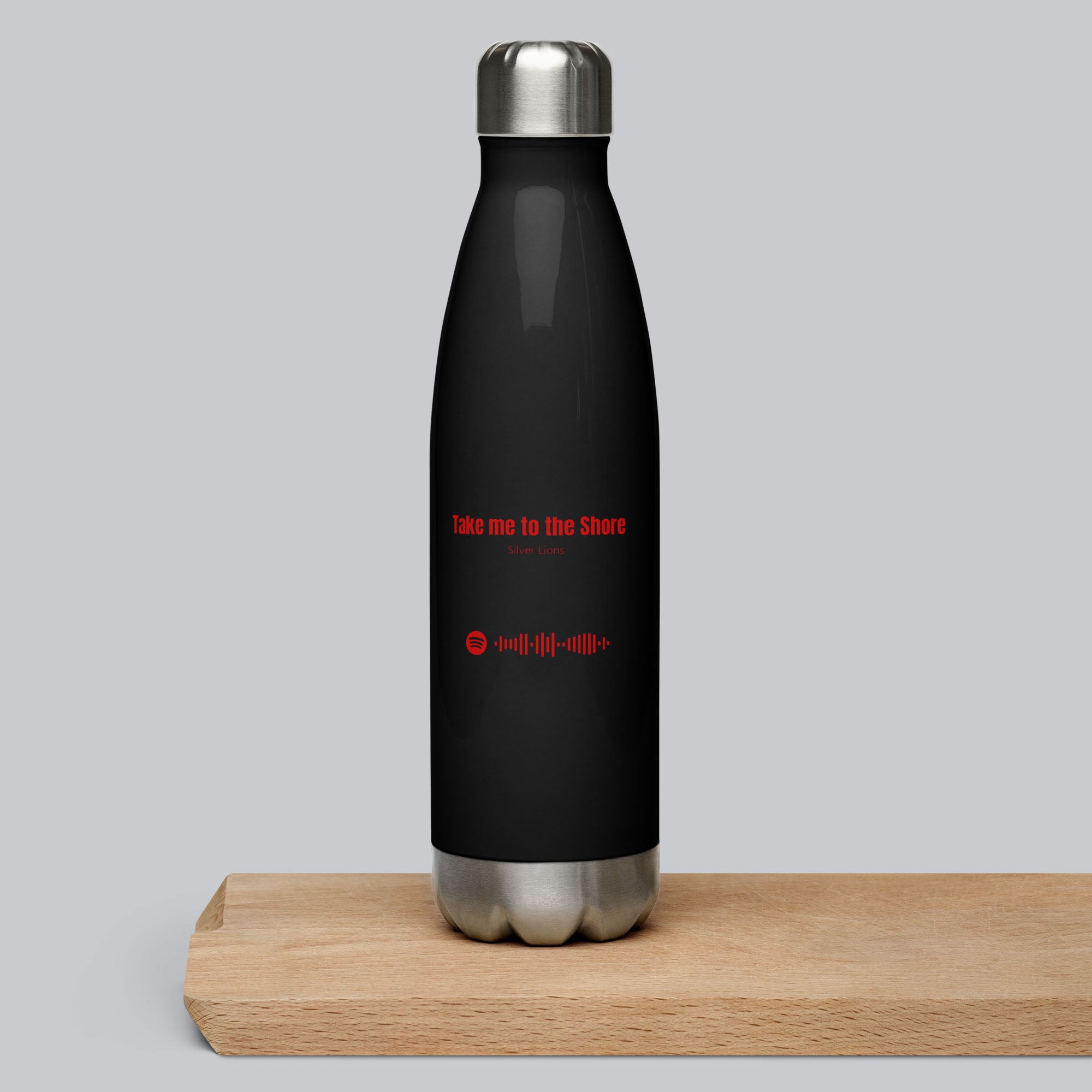 Stainless Steel Water Bottle Black with custom Music Code