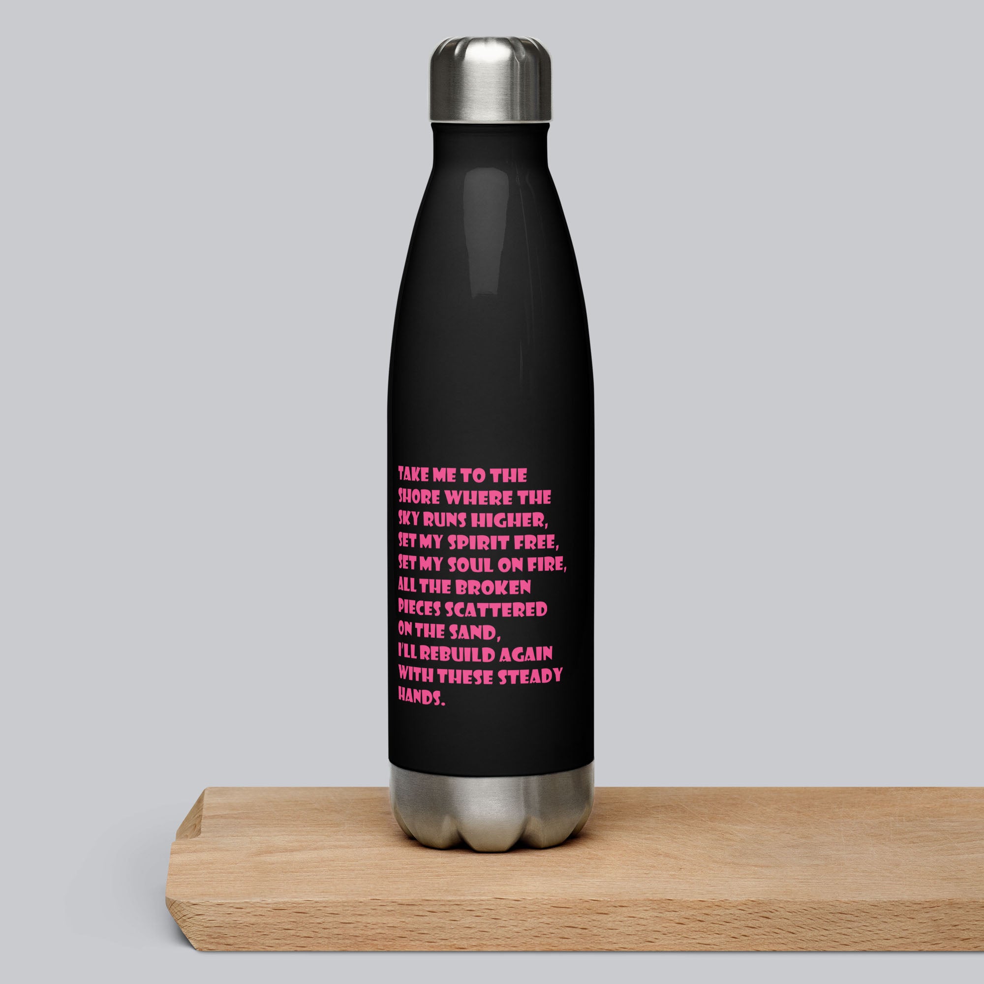 Stainless Steel Water Bottle Black with custom Music Code