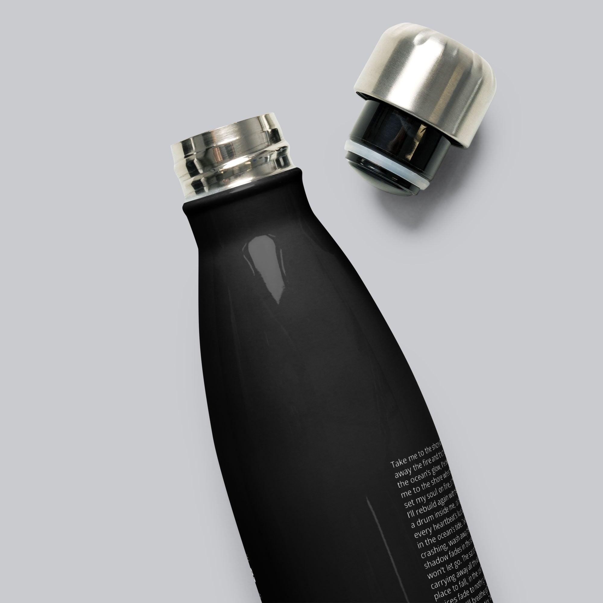 Stainless Steel Water Bottle Black with custom Music Code