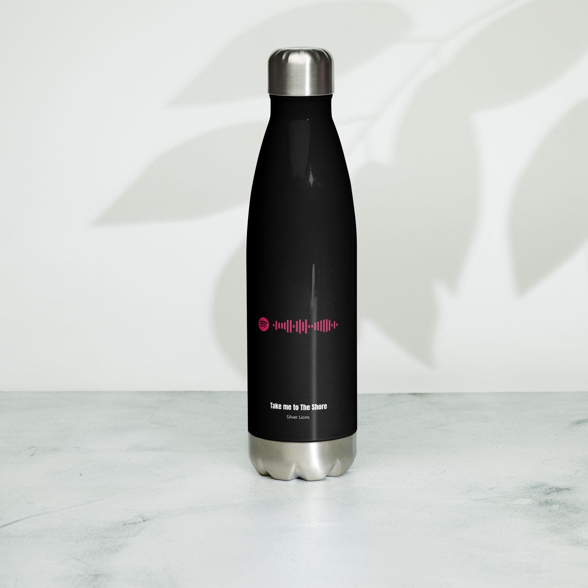 Stainless Steel Water Bottle Black with custom Music Code