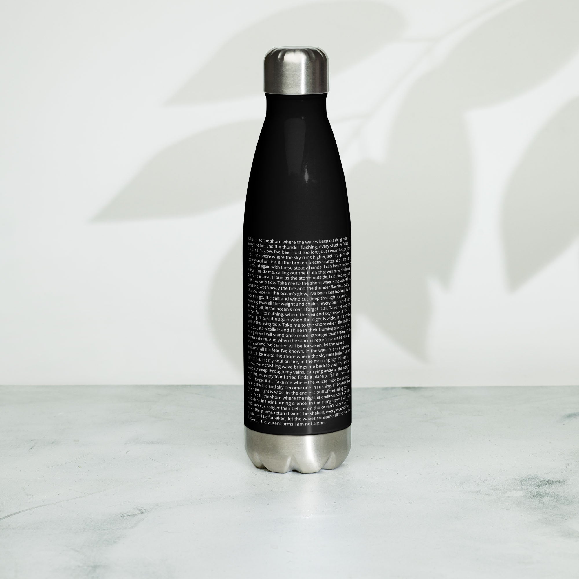 Stainless Steel Water Bottle Black with custom Music Code