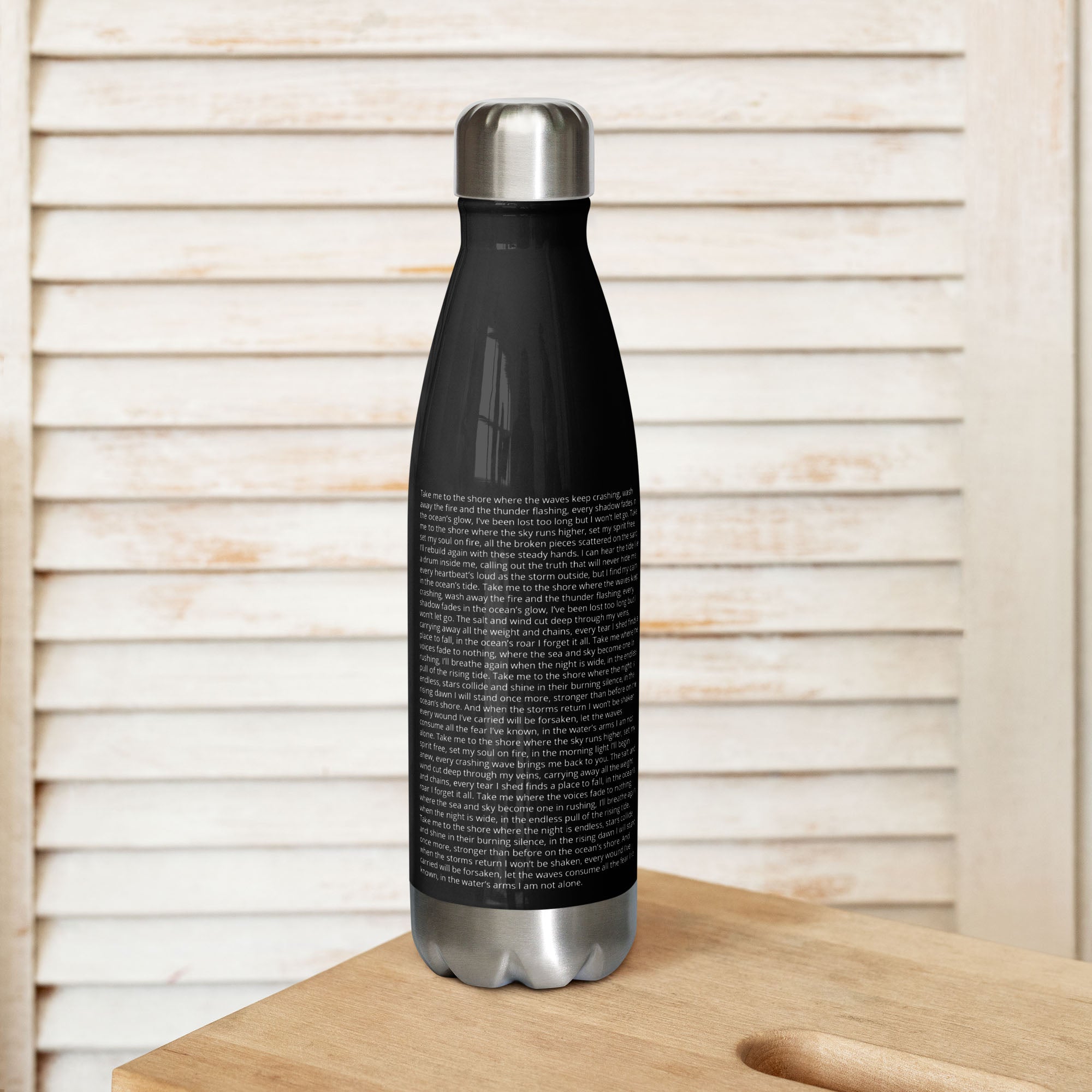 Stainless Steel Water Bottle Black with custom Music Code