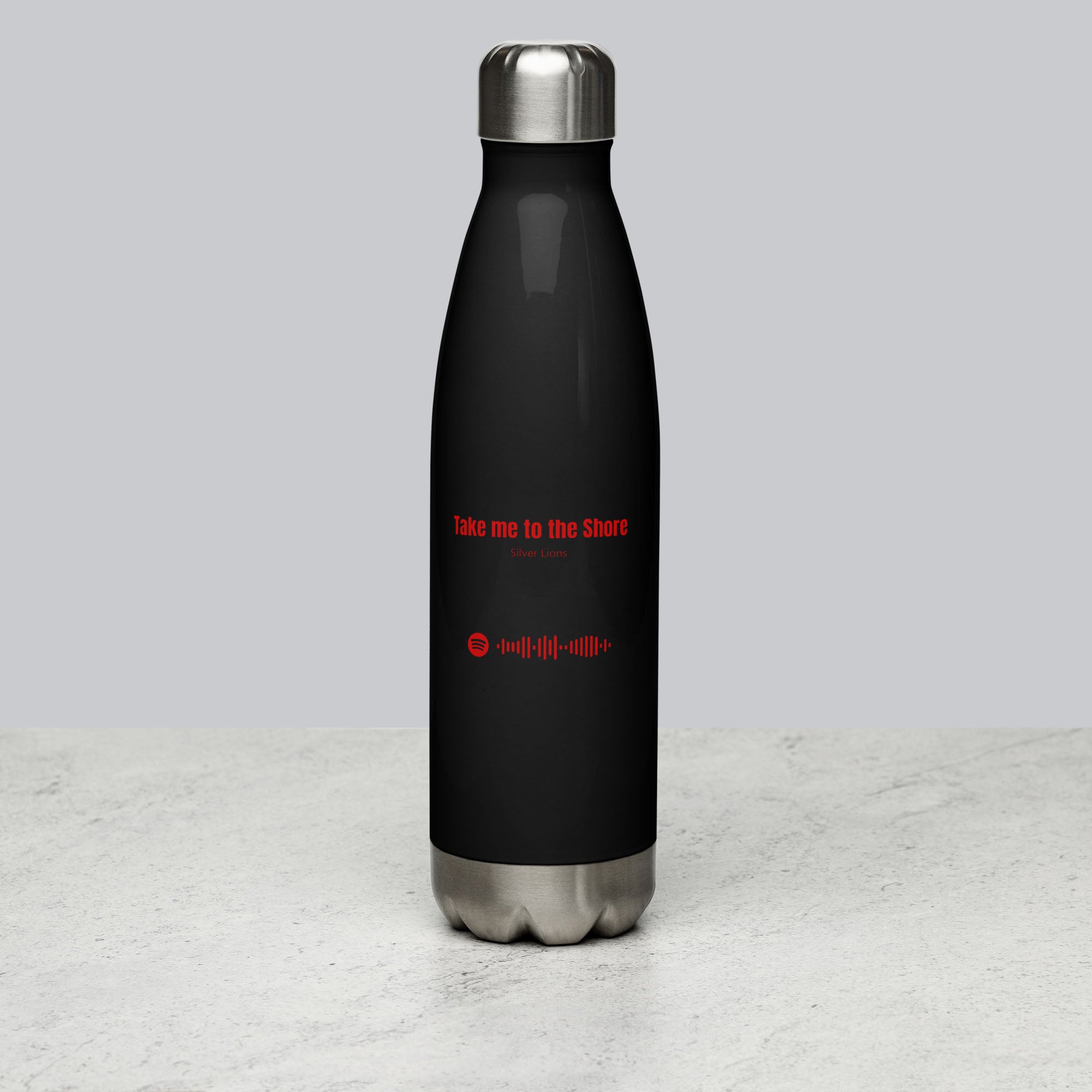 Stainless Steel Water Bottle Black with custom Music Code