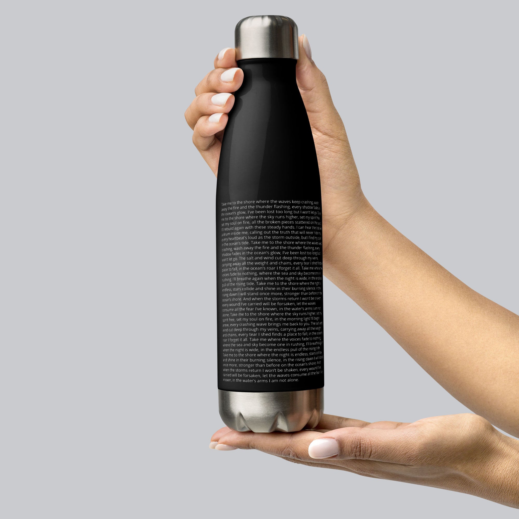 Stainless Steel Water Bottle Black with custom Music Code