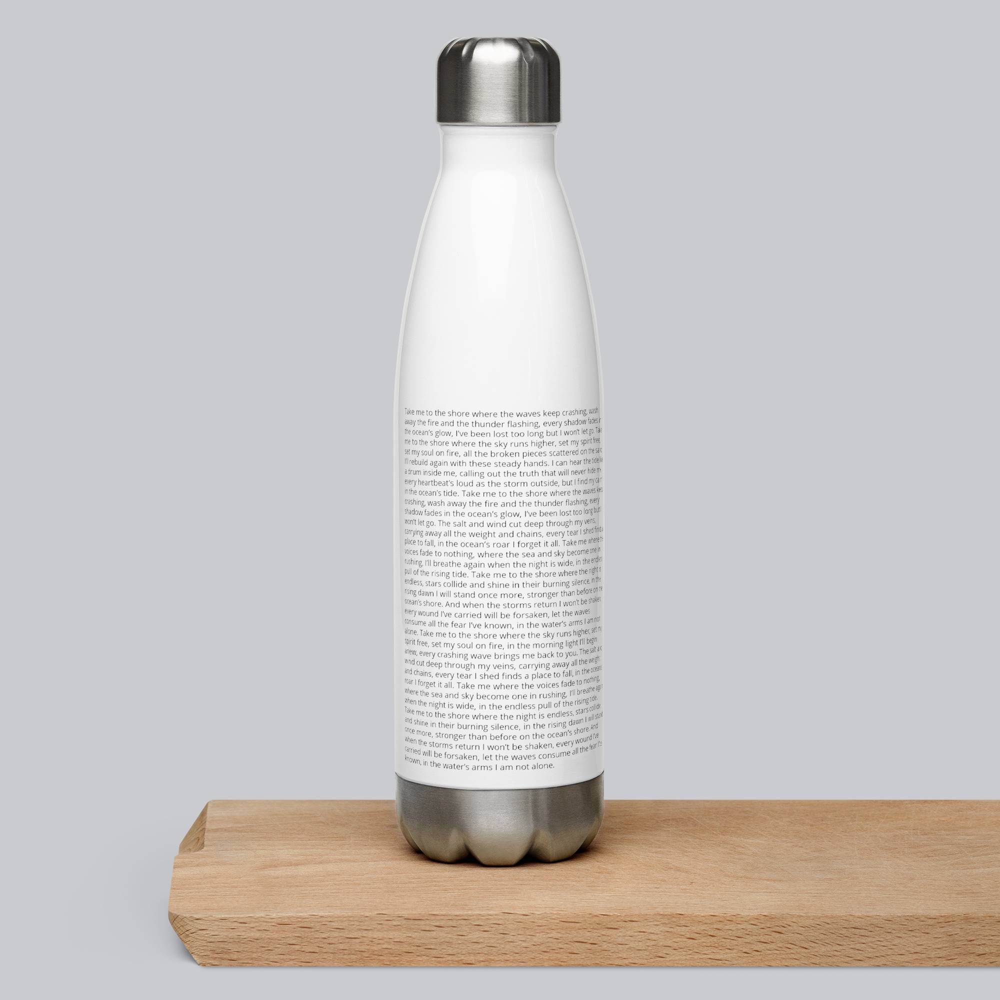 Stainless Steel Water Bottle White with custom Music Code