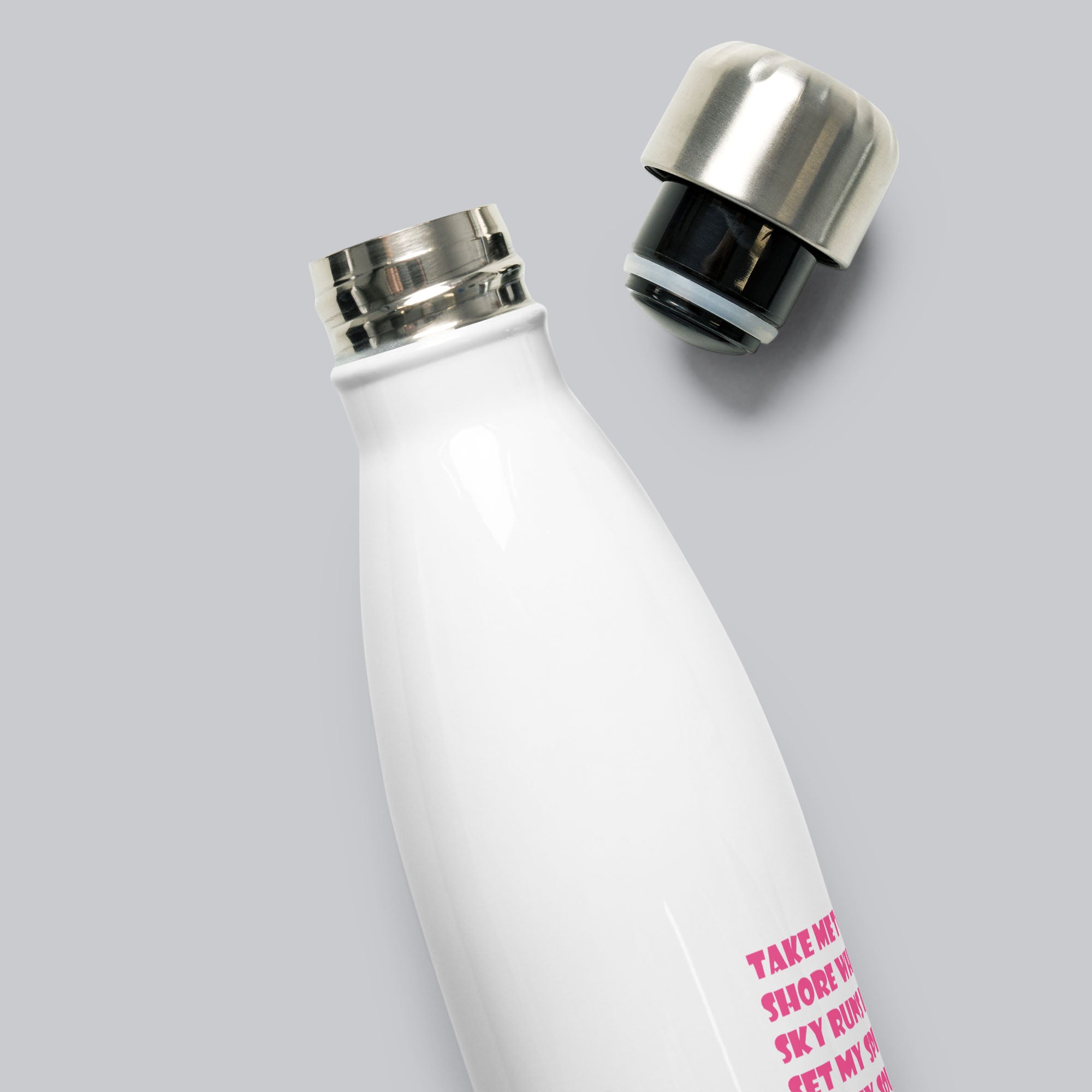 Stainless Steel Water Bottle White with custom Music Code