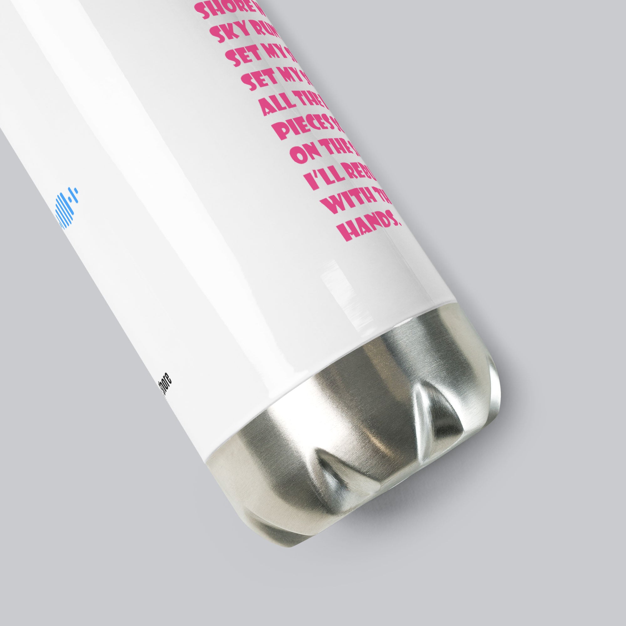 Stainless Steel Water Bottle White with custom Music Code