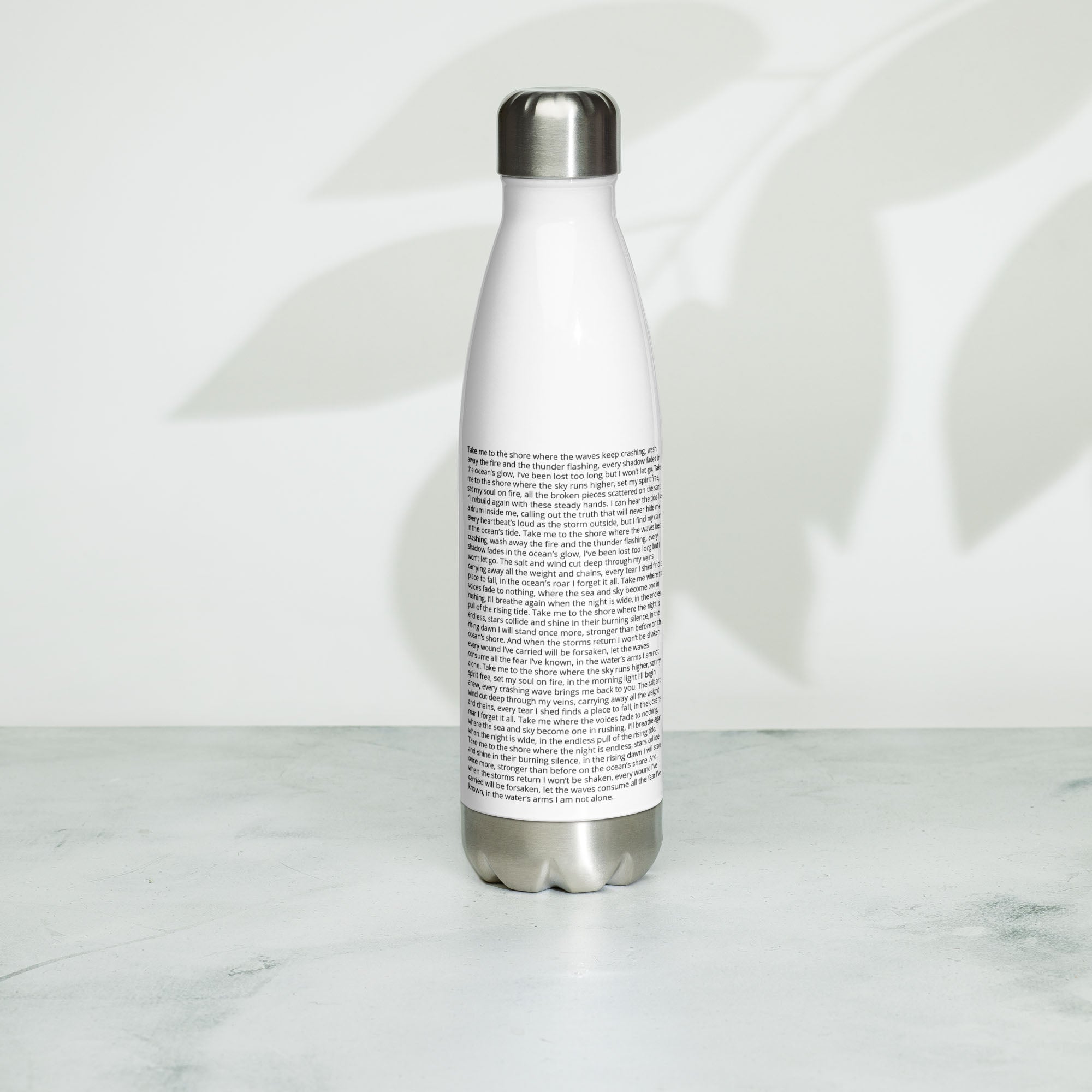Stainless Steel Water Bottle White with custom Music Code