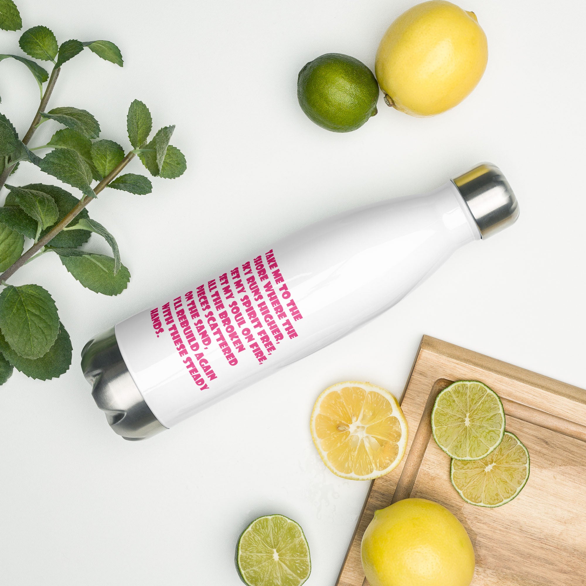 Stainless Steel Water Bottle White with custom Music Code