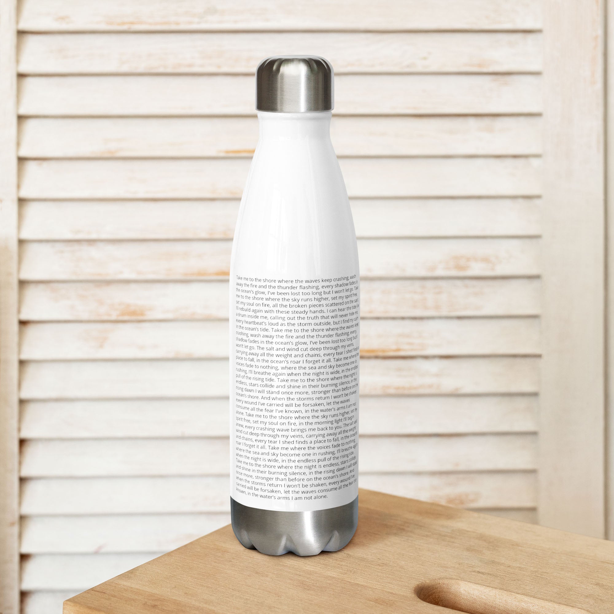 Stainless Steel Water Bottle White with custom Music Code