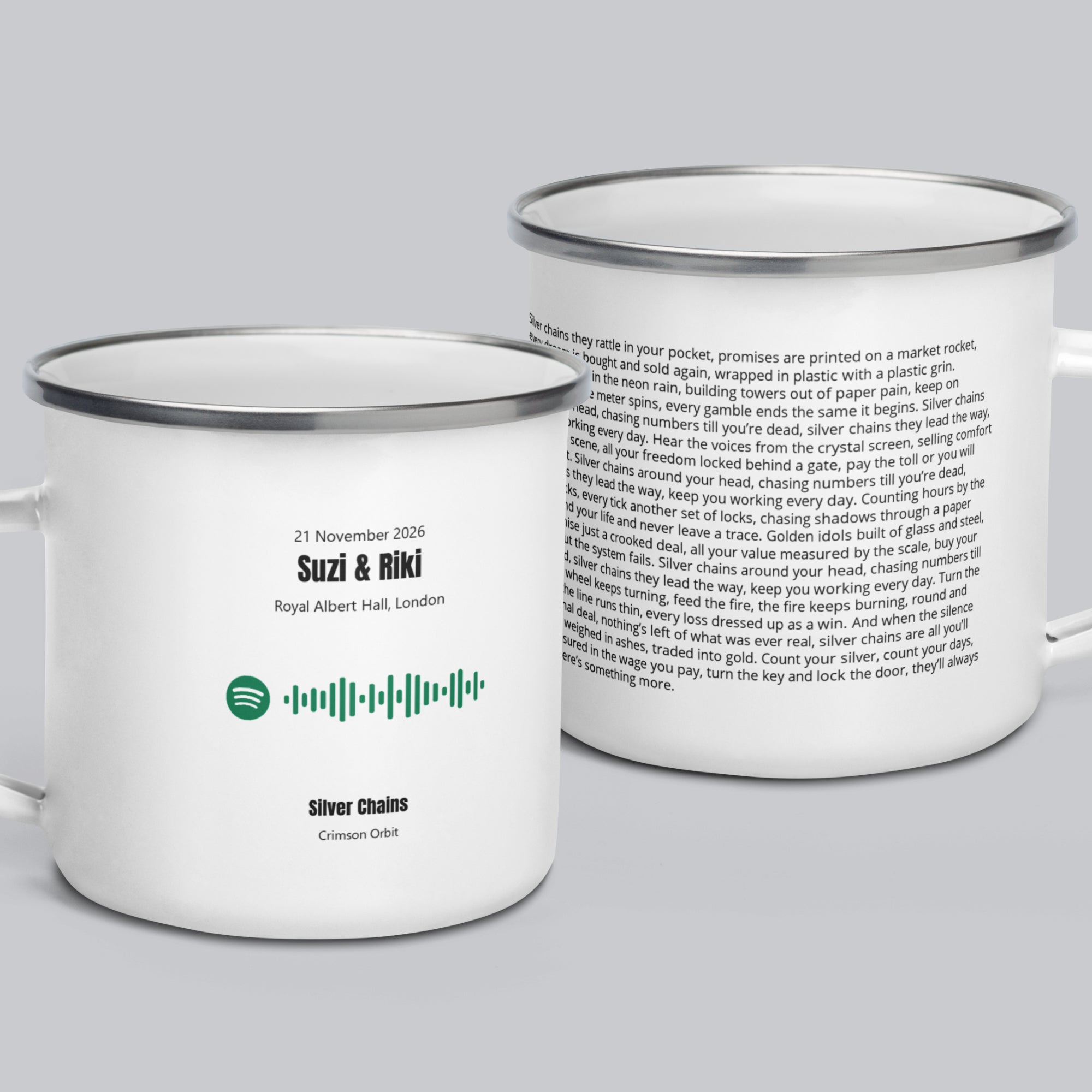 Enamel Mug with custom Music Code of your song
