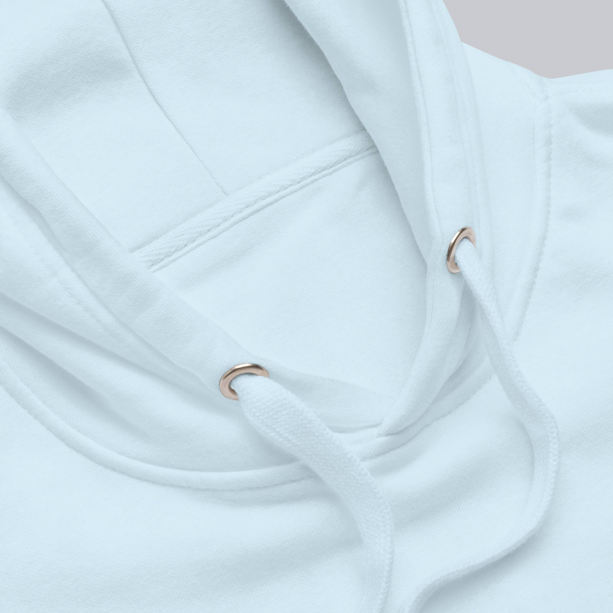 Light blue hoodie with a custom Music Code