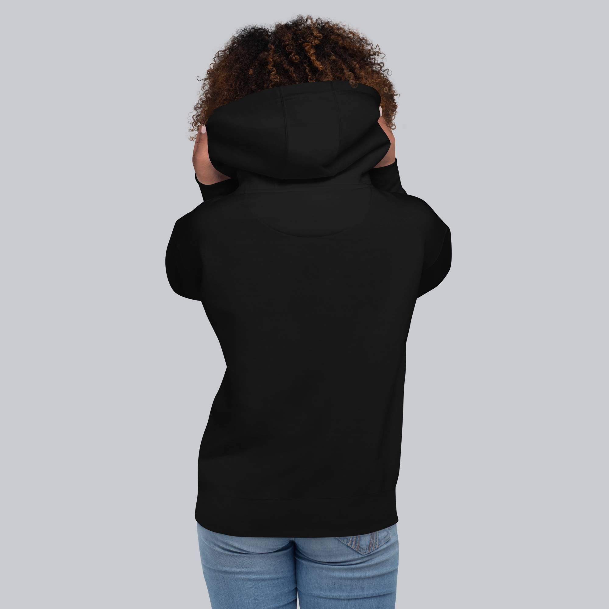 Black hoodie with a custom Music Code