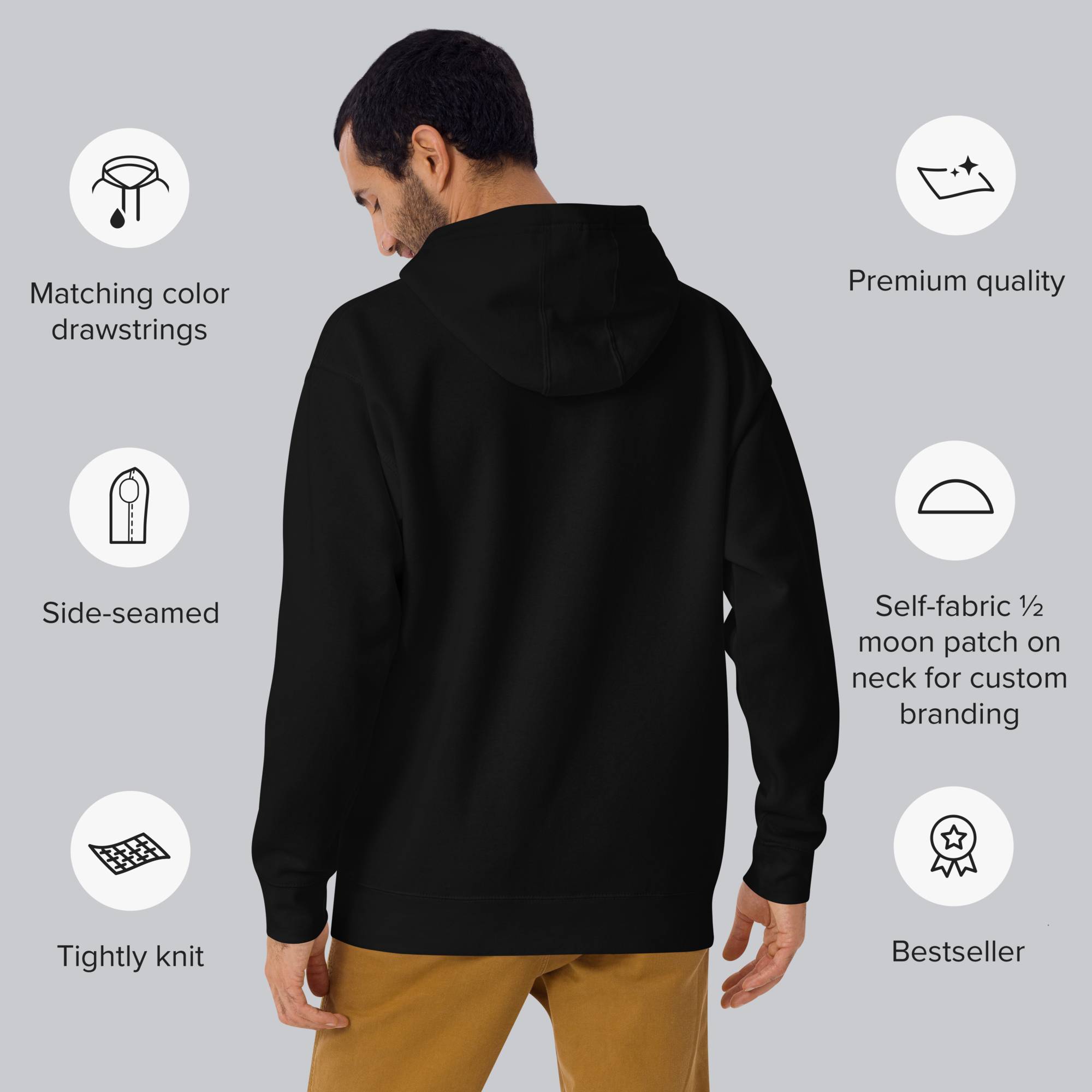 Black hoodie with a custom Music Code