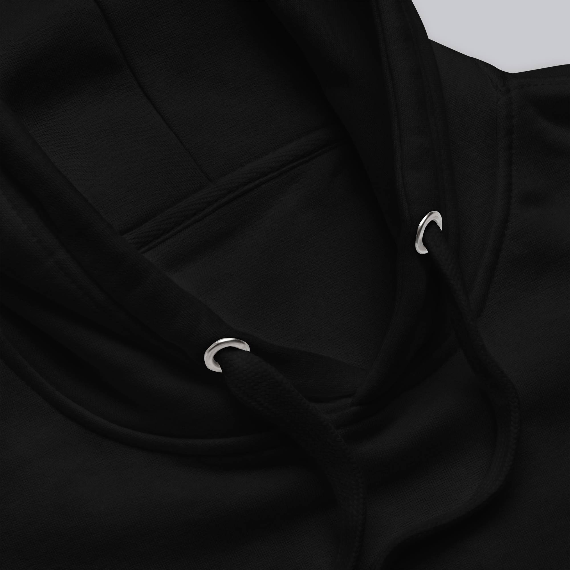 Black hoodie with a custom Music Code