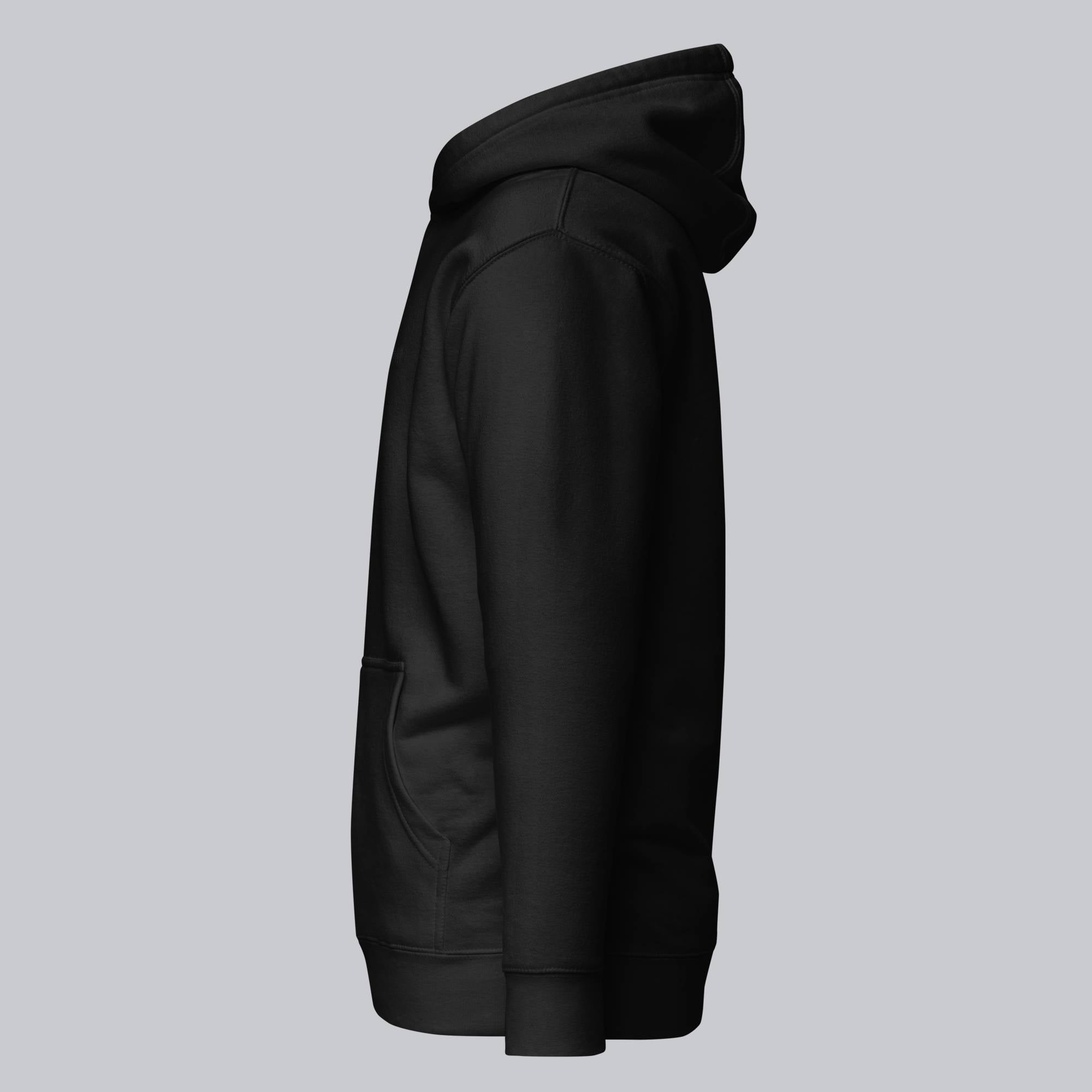 Black hoodie with a custom Music Code