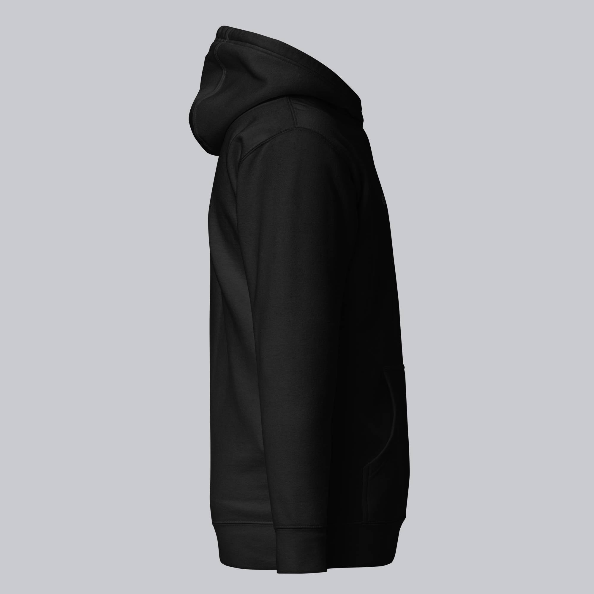 Black hoodie with a custom Music Code