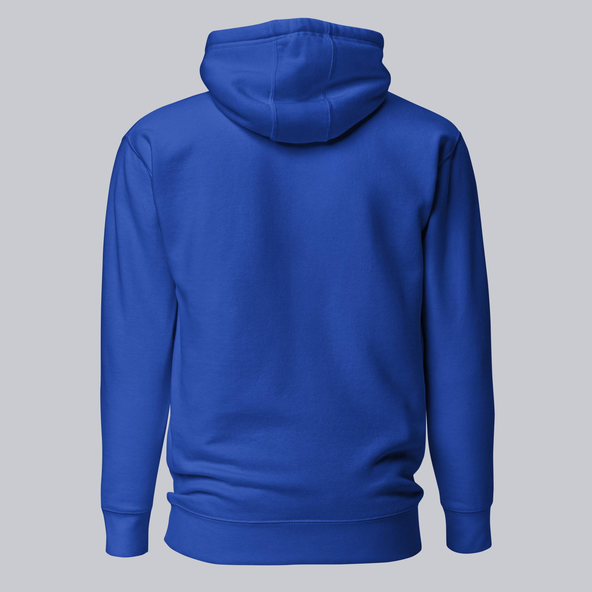 Blue hoodie with a custom Music Code