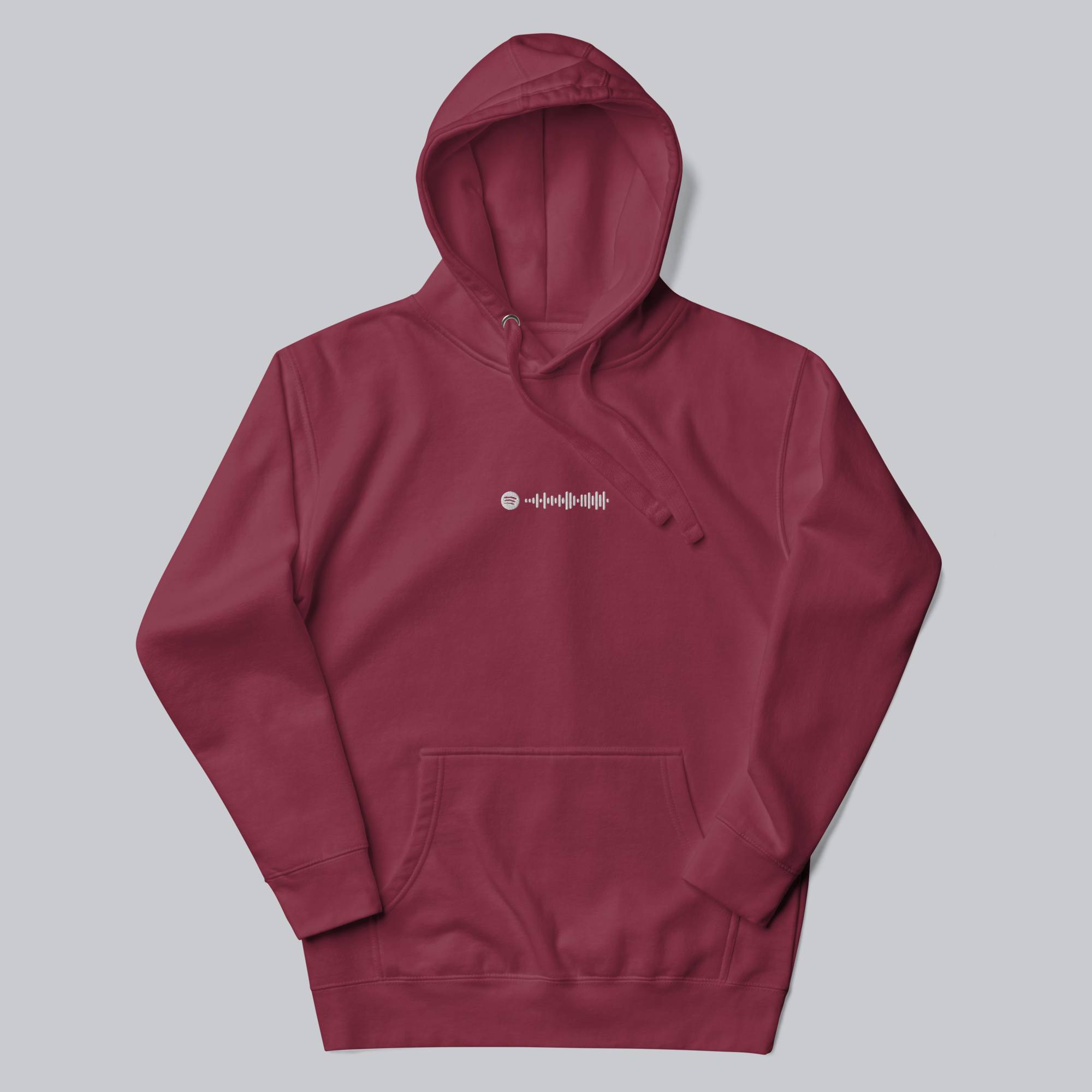 Bordeaux hoodie with a custom Music Code