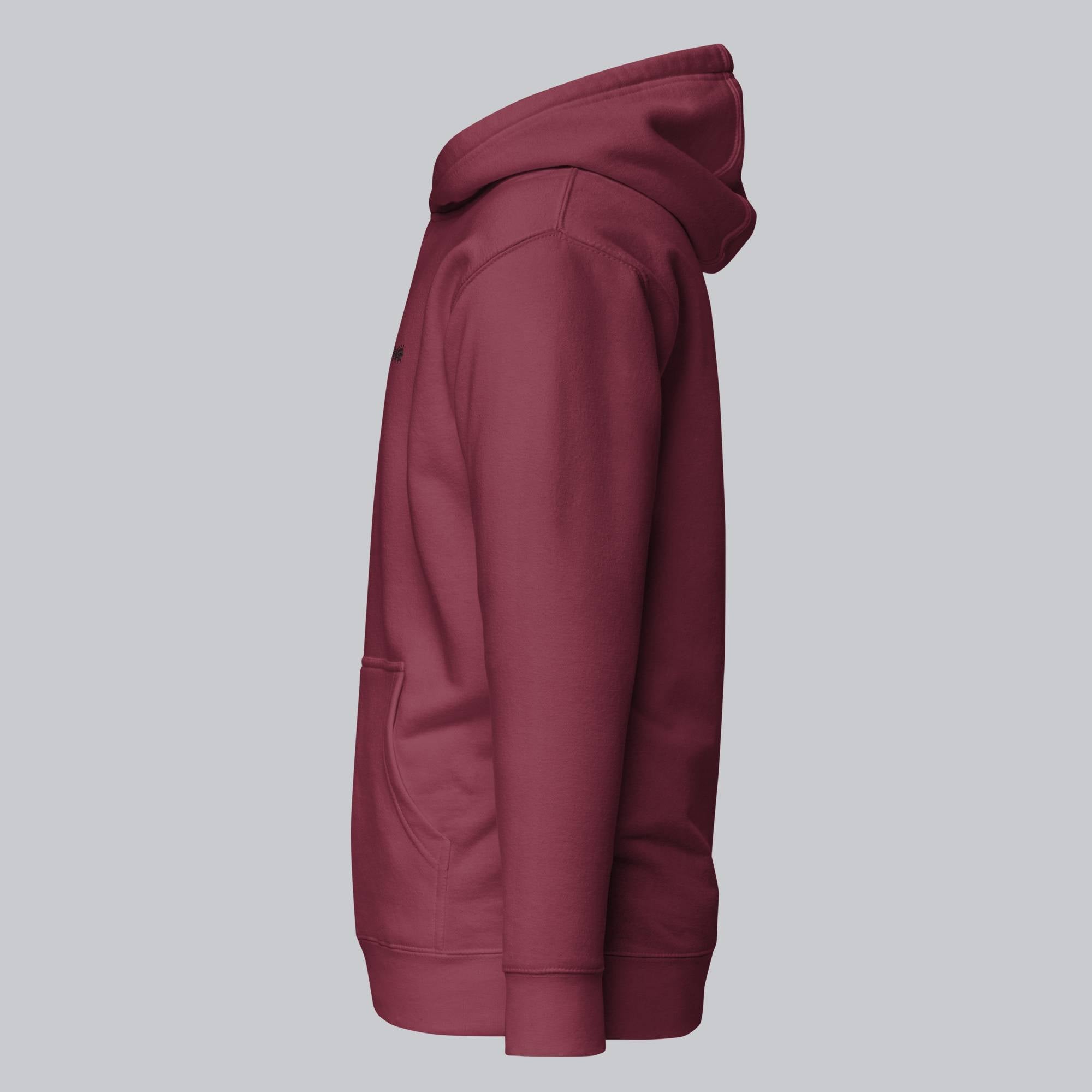 Bordeaux hoodie with a custom Music Code