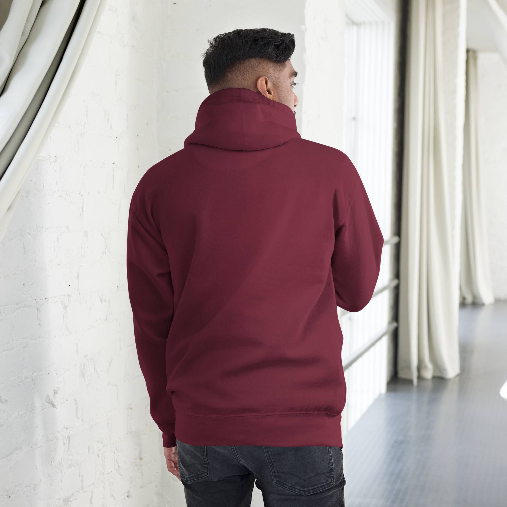 Bordeaux hoodie with a custom Music Code