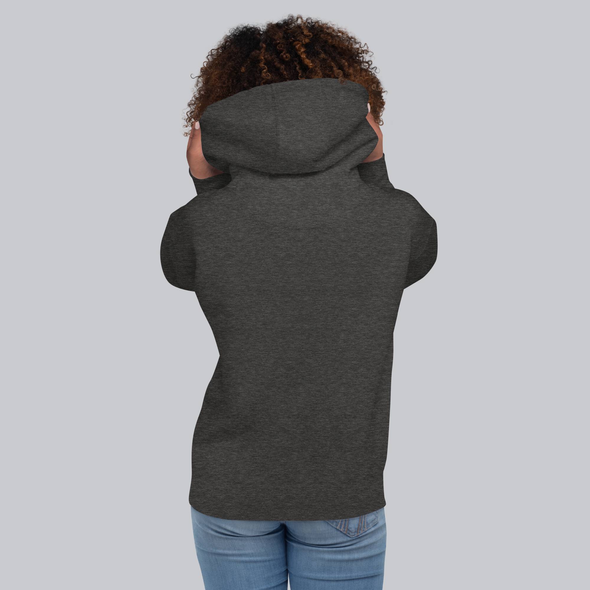 Dark grey hoodie with a custom Music Code