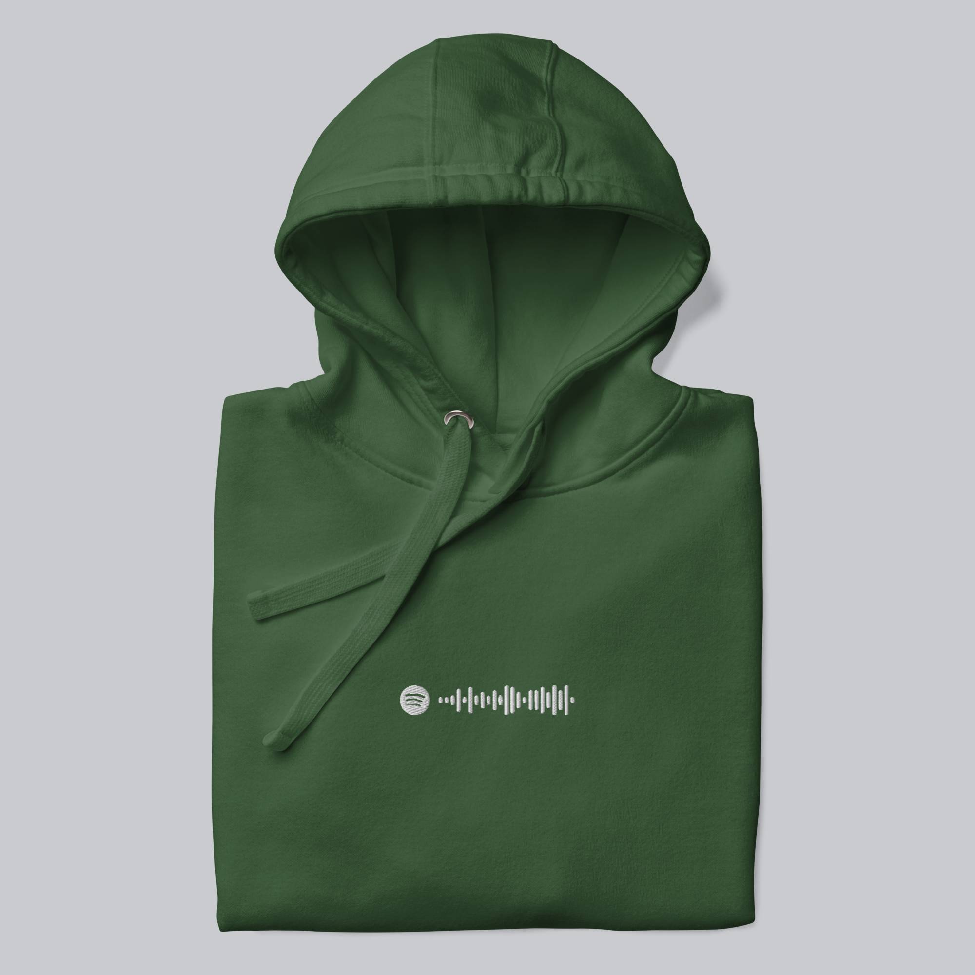 Green hoodie with a custom Music Code