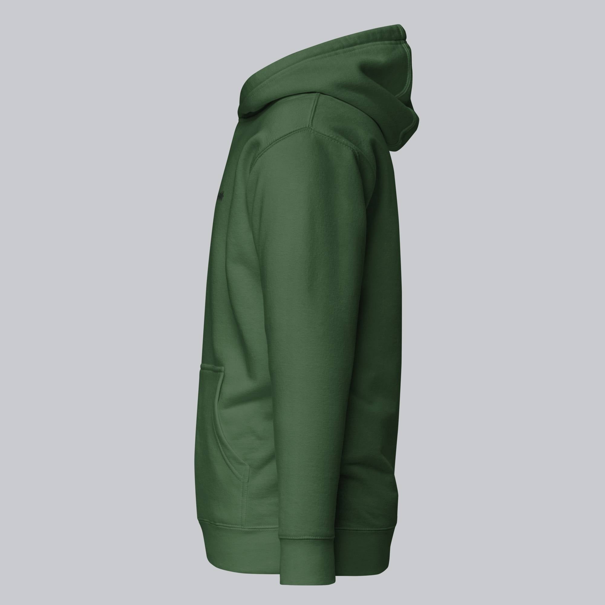 Green hoodie with a custom Music Code