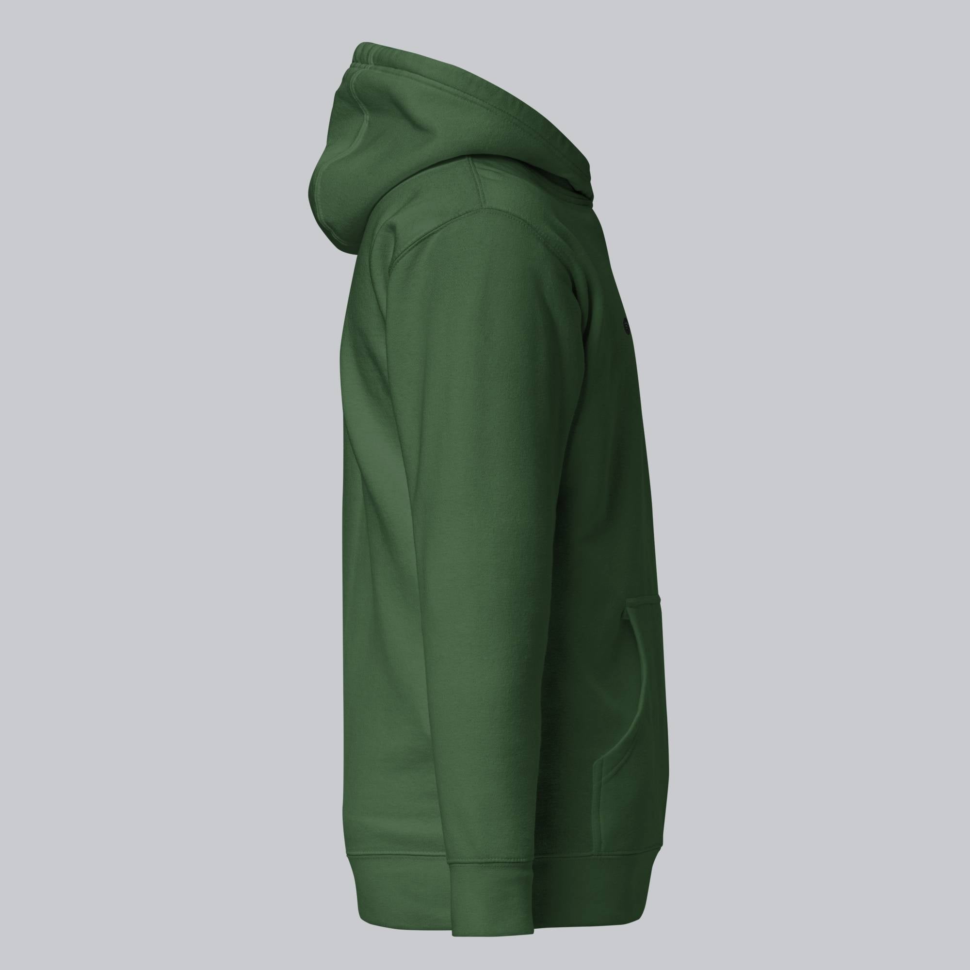 Green hoodie with a custom Music Code