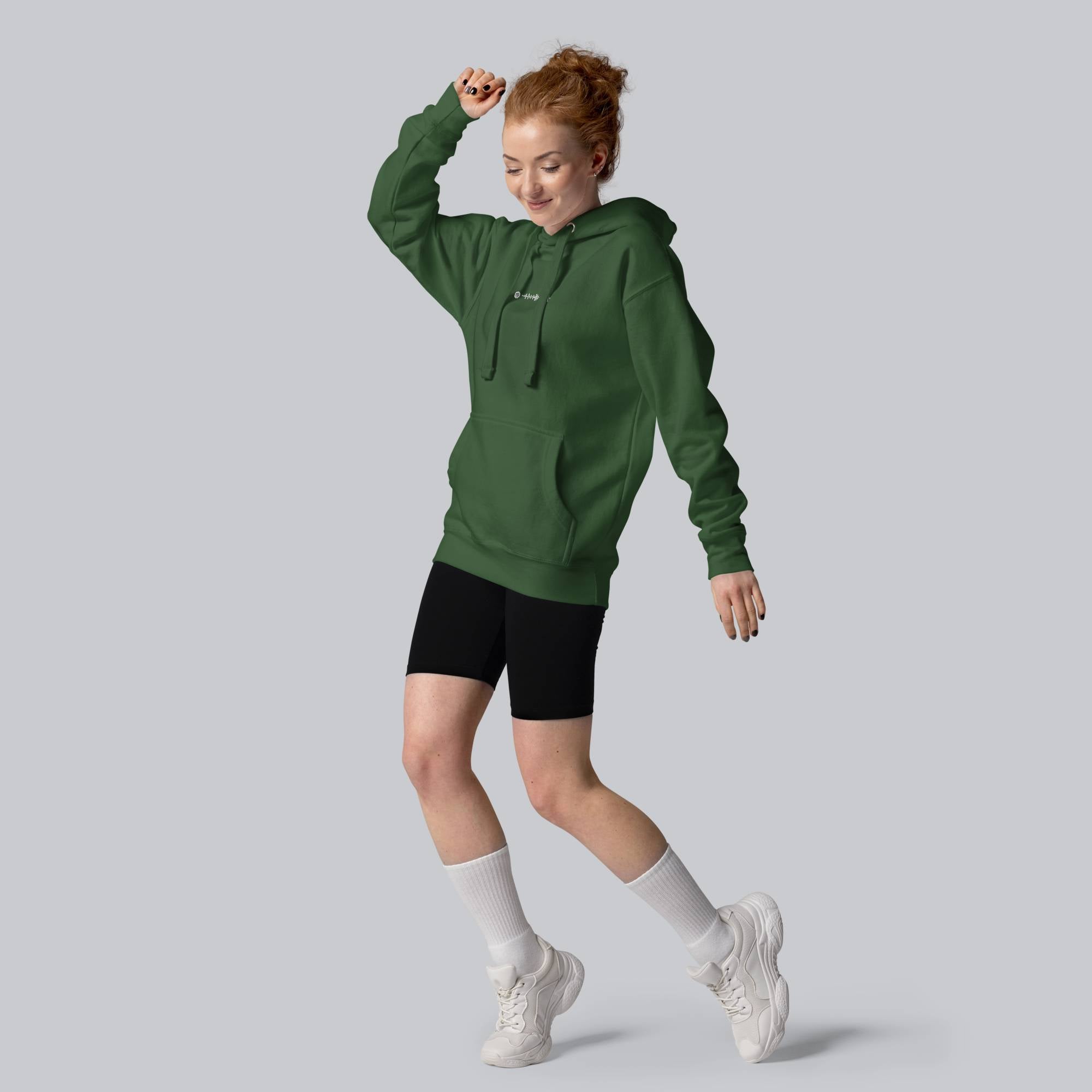 Green hoodie with a custom Music Code