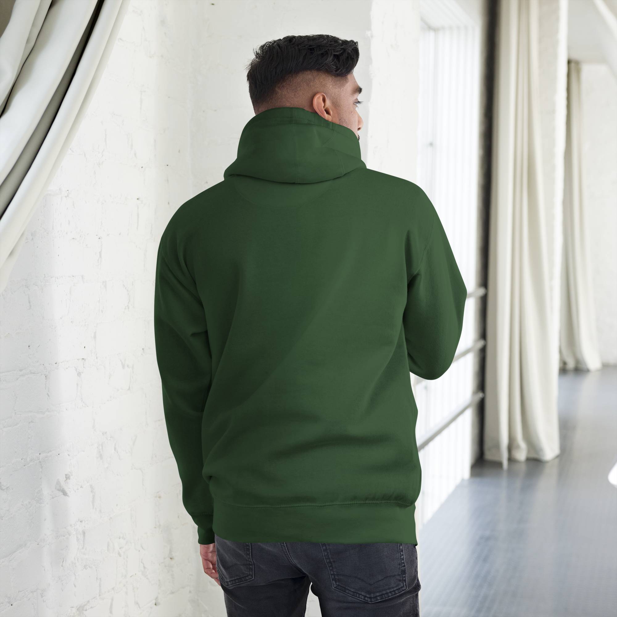 Green hoodie with a custom Music Code