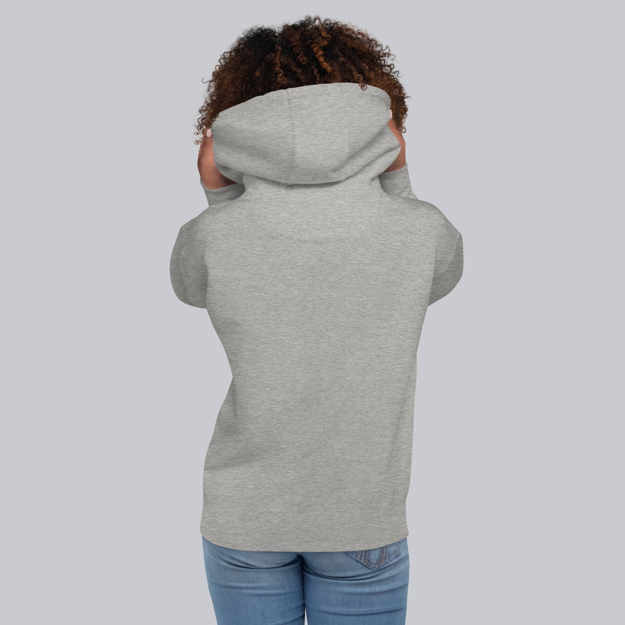 Grey hoodie with a custom Music Code
