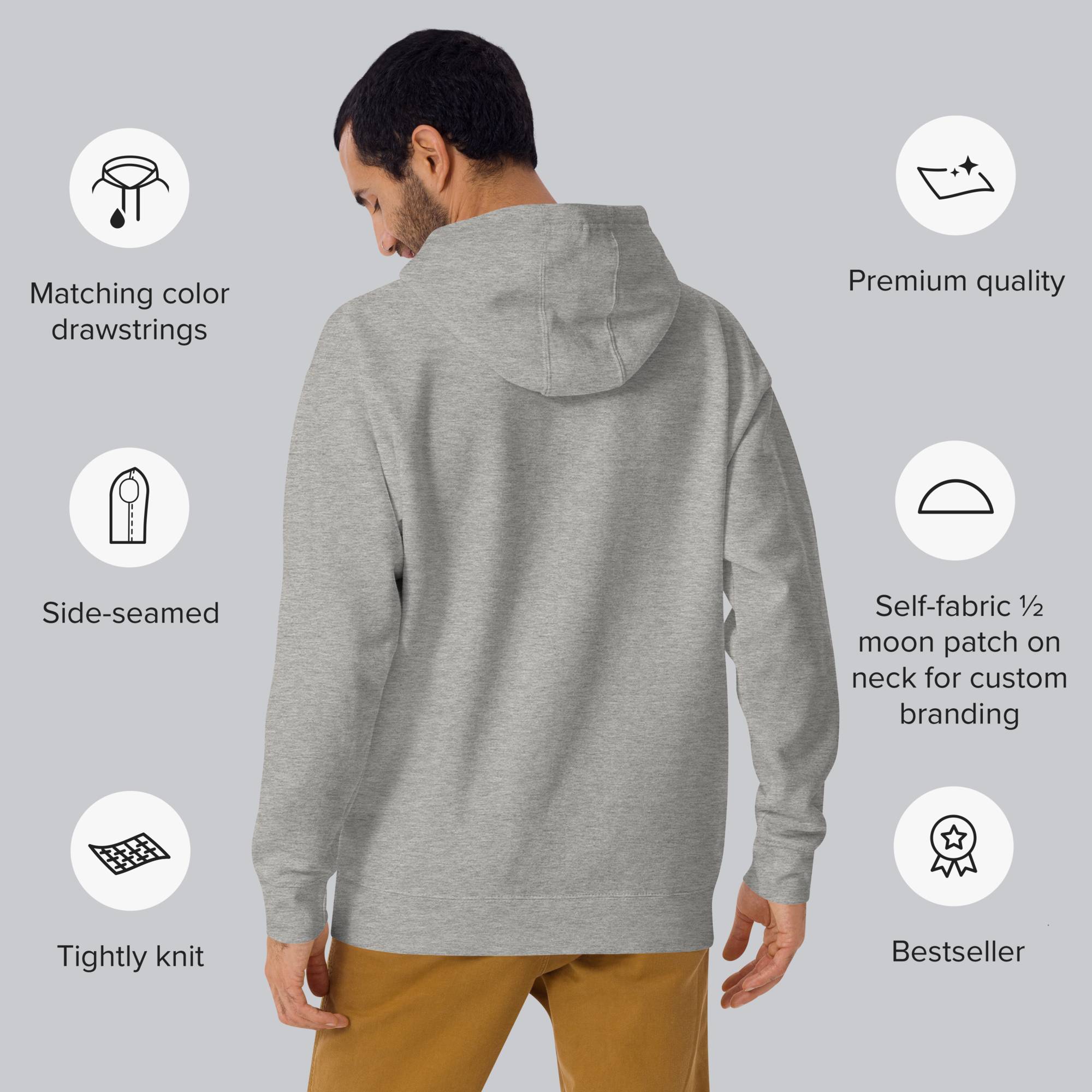 Grey hoodie with a custom Music Code