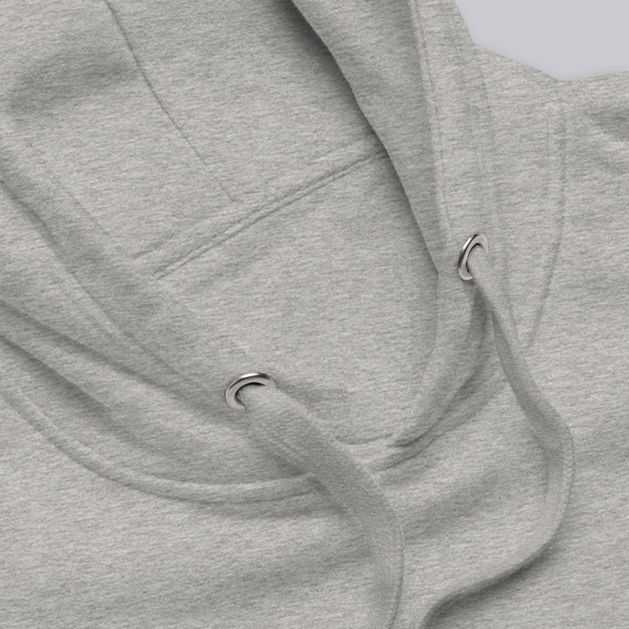 Grey hoodie with a custom Music Code
