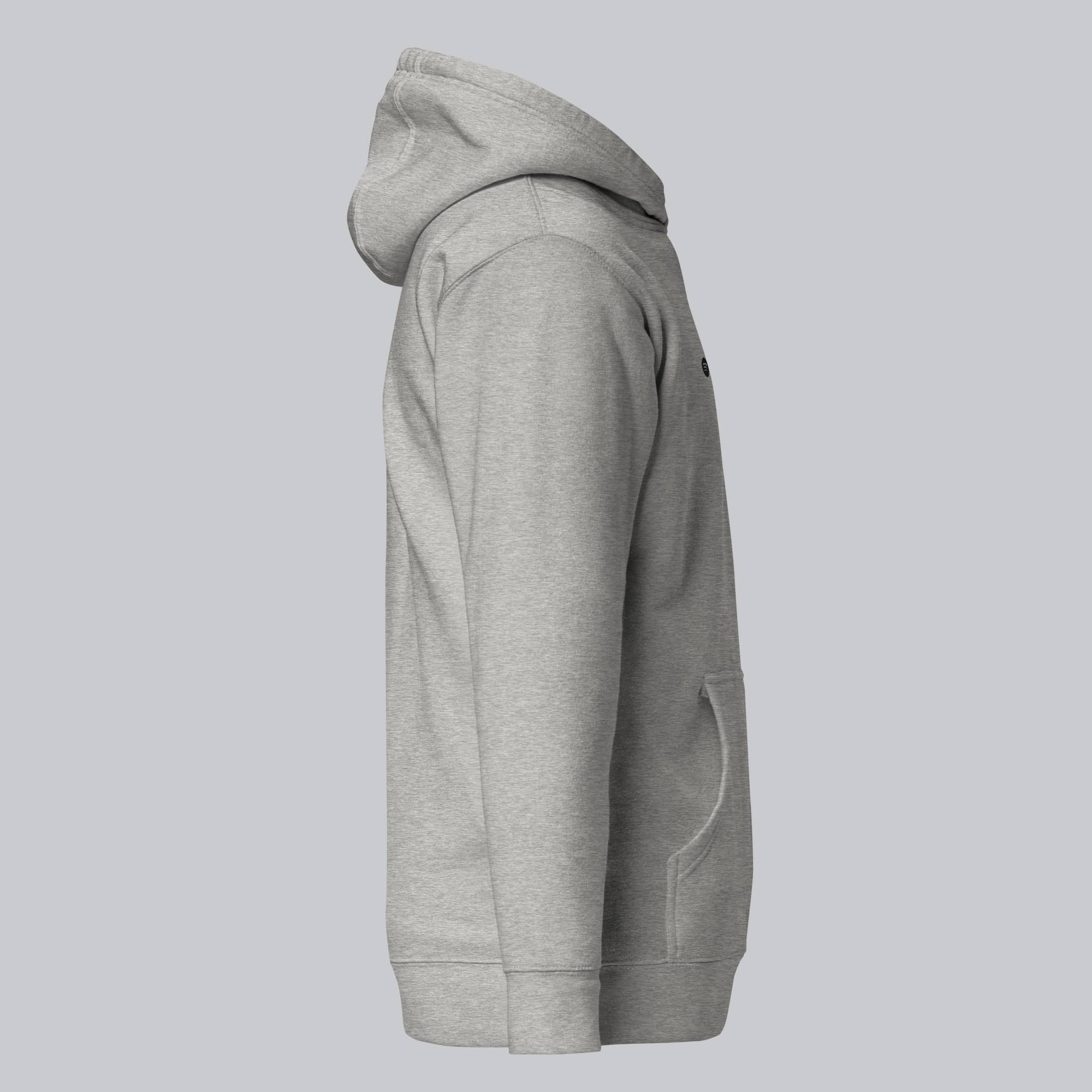 Grey hoodie with a custom Music Code