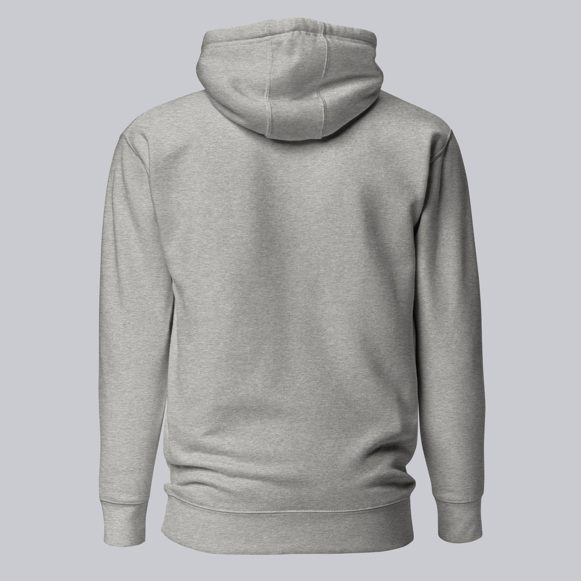 Grey hoodie with a custom Music Code