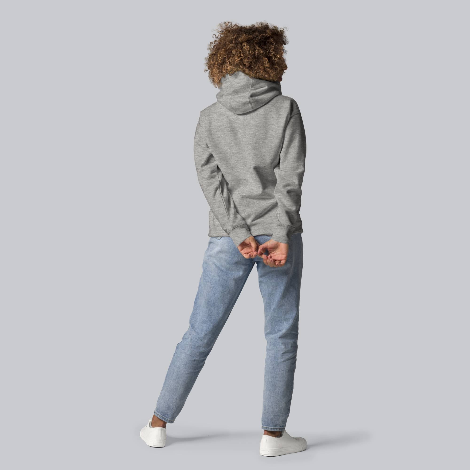 Grey hoodie with a custom Music Code